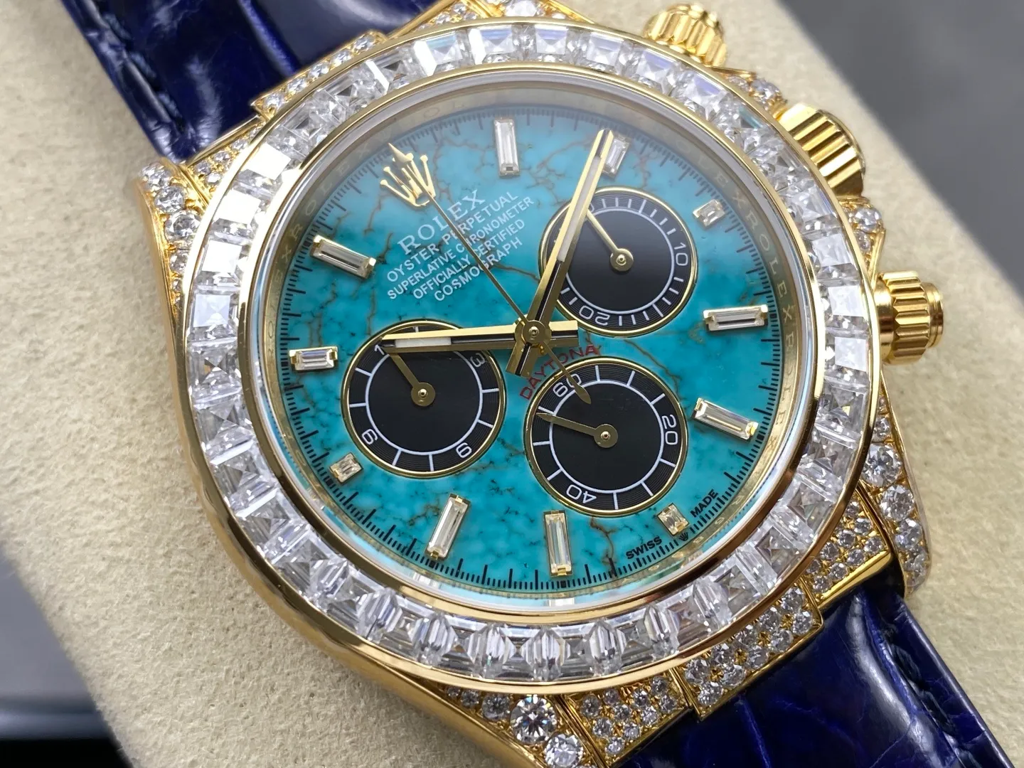 Rolex Daytona PPM Factory Best Edition Turquoise Dial on Blue Crocodile Leather Strap 4130 21 c4d1cbf88c314c2 阿默表行AmoWatch