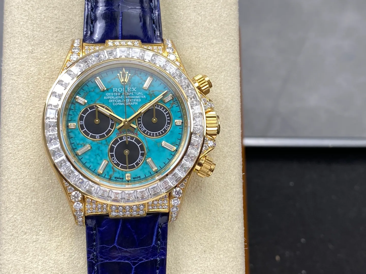 Rolex Daytona PPM Factory Best Edition Turquoise Dial on Blue Crocodile Leather Strap 4130 20 c58411c831c875e 阿默表行AmoWatch