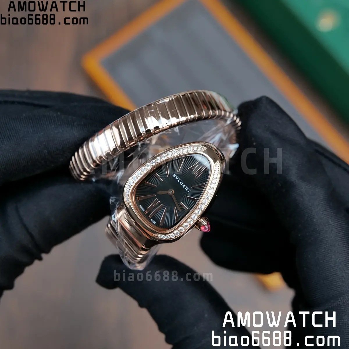 BVLGARI Serpenti Seduttori Watch 101815 RG BVF 1:1 Best Edition Black Dial on YG Bracelet ETA Quartz 56 c827f7fce2b170f AMO Watch