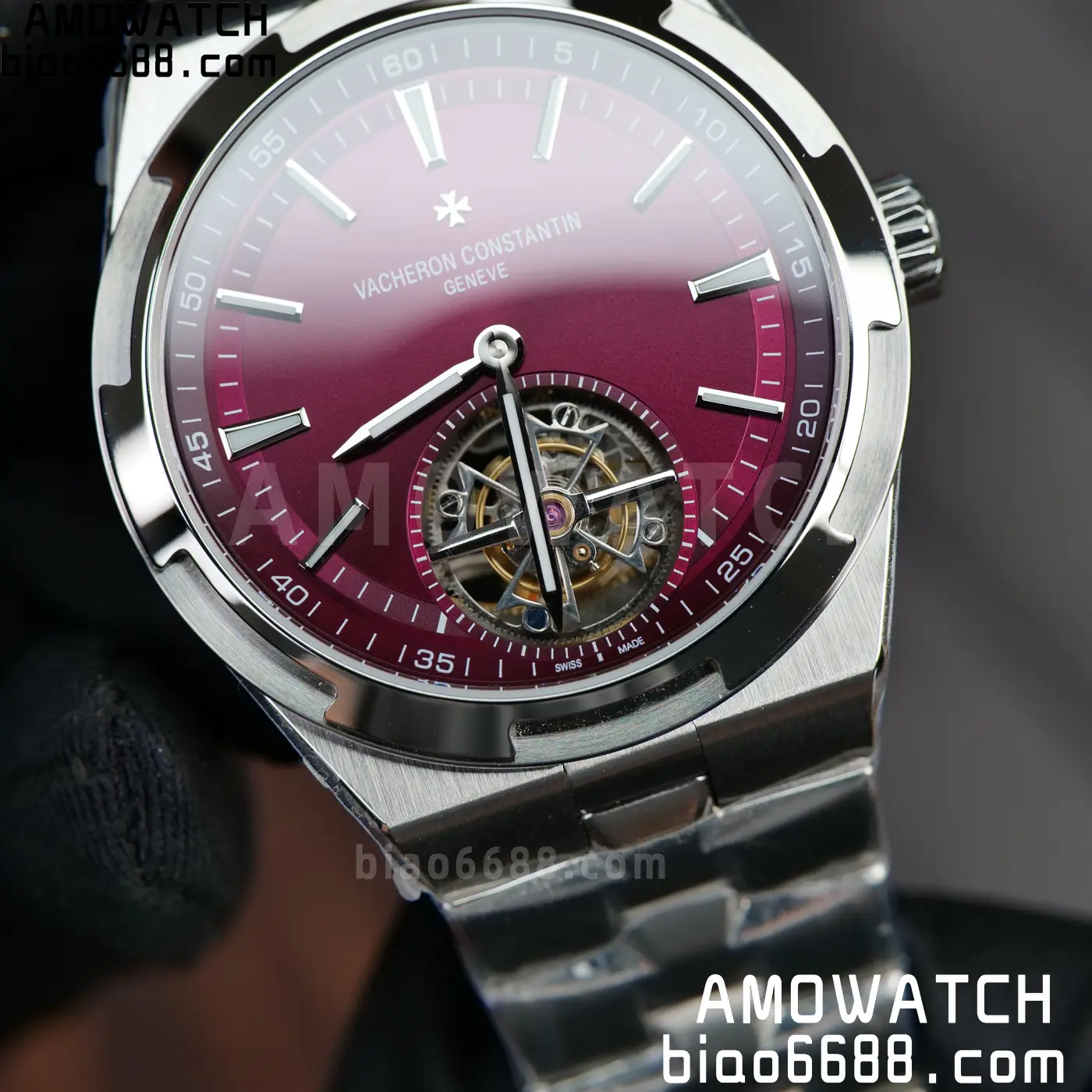 VC Overseas 42.5mm 6000V BBS Factory Best Edition Red Dial SS Bracelet Tourbillon 79 cebe9e65a790b46 AMO Watch
