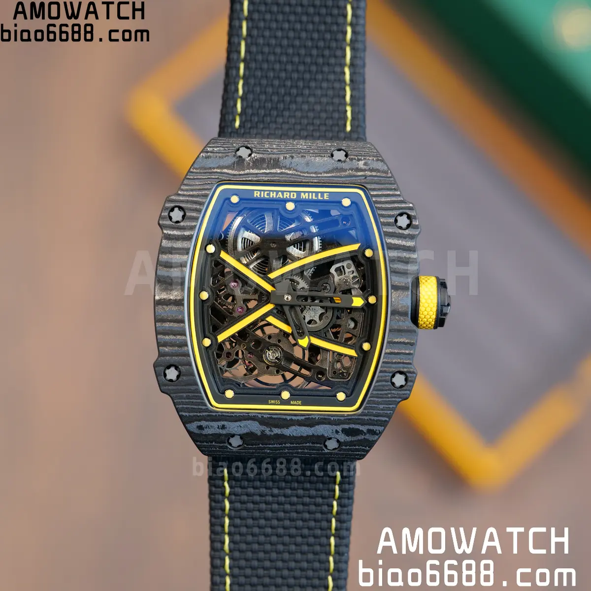 RICHARD MILLE RM67-02 Black NTPT Yellow Skeleton Dial on Black NylonStrap CRMA7 Clone V10 91 d224fdc9c903428 阿默表行AmoWatch