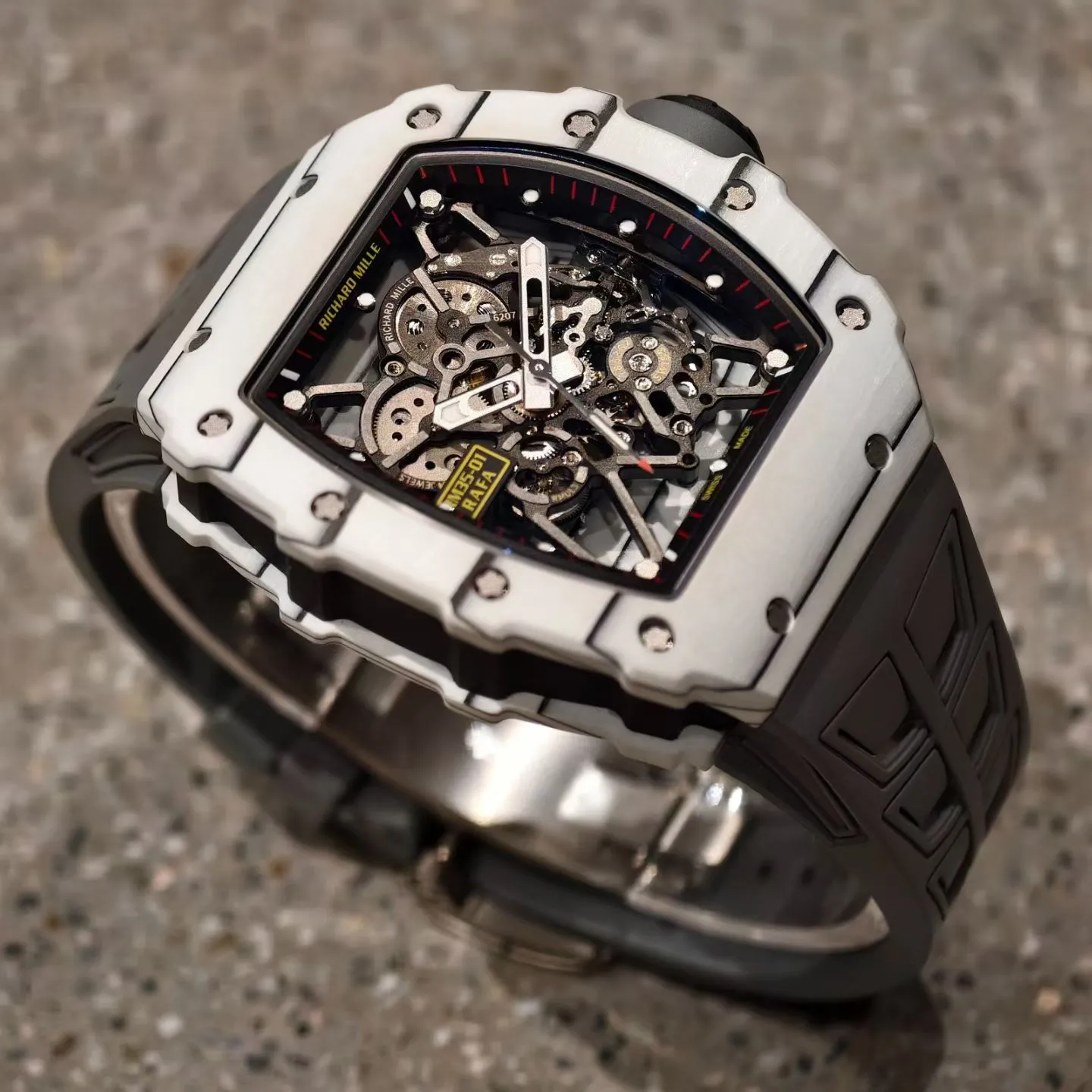 RM35-01 White NTPT Mille Studio 1:1 Best Edition on Gray Shark Strap RMUL3 Super Clone (Custom Case Set) 22 d5357c27a7cb6bc AMO Watch