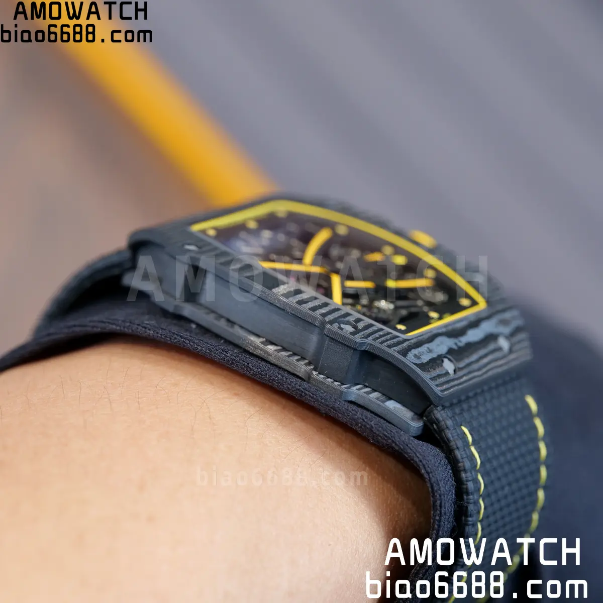 RICHARD MILLE RM67-02 Black NTPT Yellow Skeleton Dial on Black NylonStrap CRMA7 Clone V10 119 de8a68281db8daf 阿默表行AmoWatch
