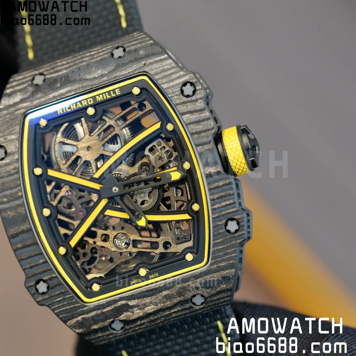 RICHARD MILLE RM67-02 Black NTPT Yellow Skeleton Dial on Black NylonStrap CRMA7 Clone V10 99 df77f87ebf2bc3b 阿默表行AmoWatch