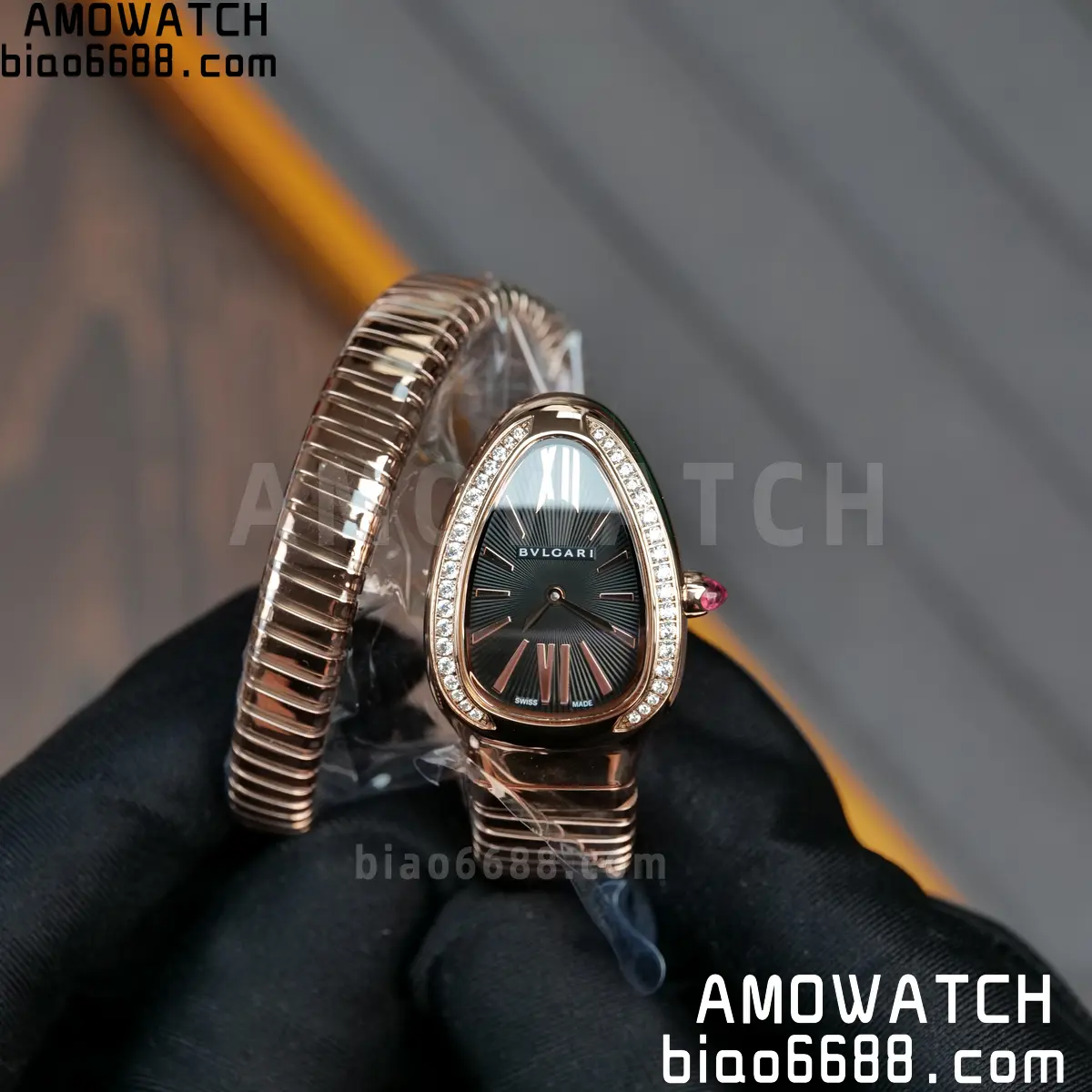 BVLGARI Serpenti Seduttori Watch 101815 RG BVF 1:1 Best Edition Black Dial on YG Bracelet ETA Quartz 75 e19fde5e0b39e16 AMO Watch