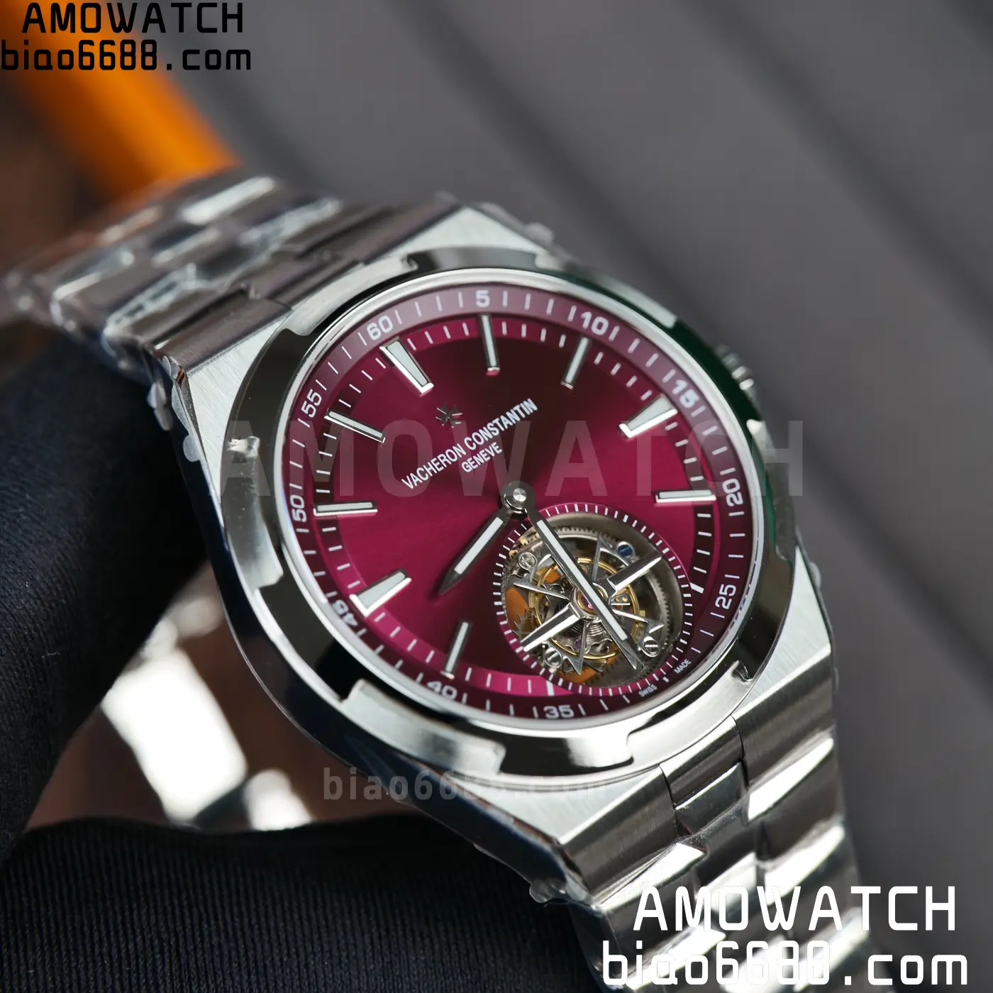 VC Overseas 42.5mm 6000V BBS Factory Best Edition Red Dial SS Bracelet Tourbillon 75 e3a37adfa0787f5 AMO Watch