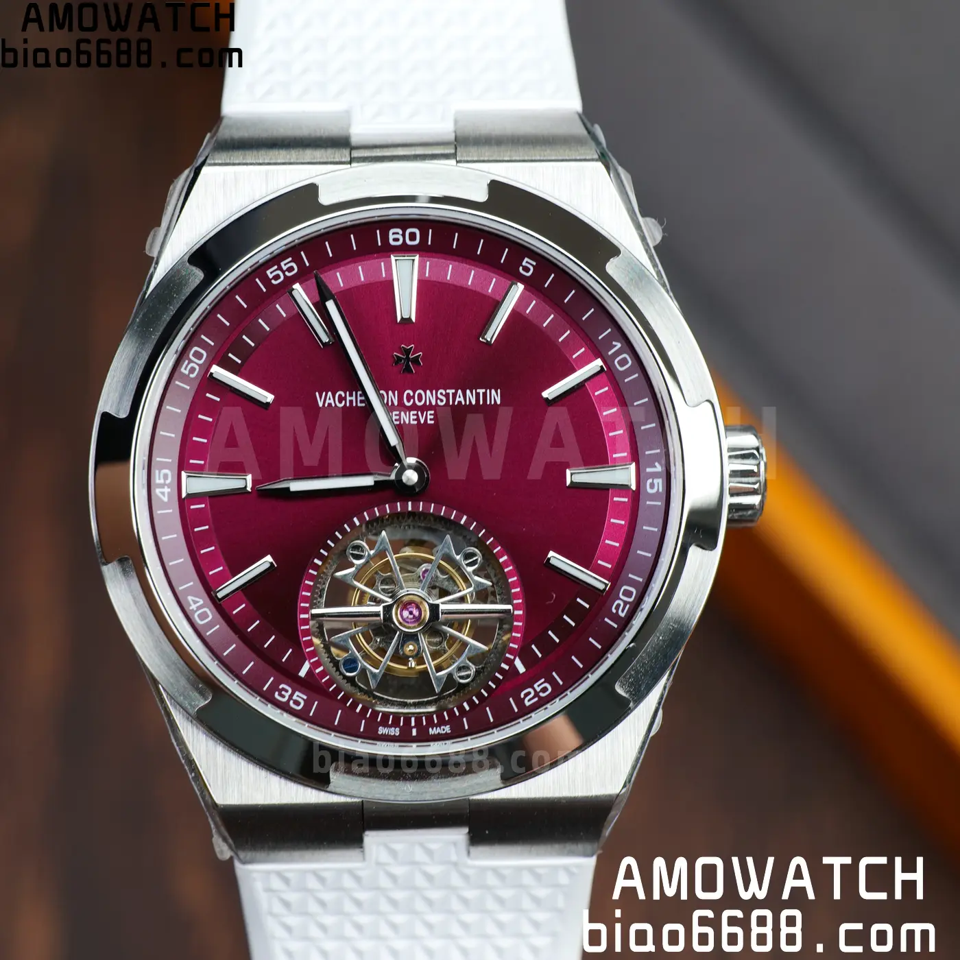 VC Overseas 42.5mm 6000V BBS Factory Best Edition White Dial Red Rubber Strap Tourbillon 60 e451f95decbce36 AMO Watch
