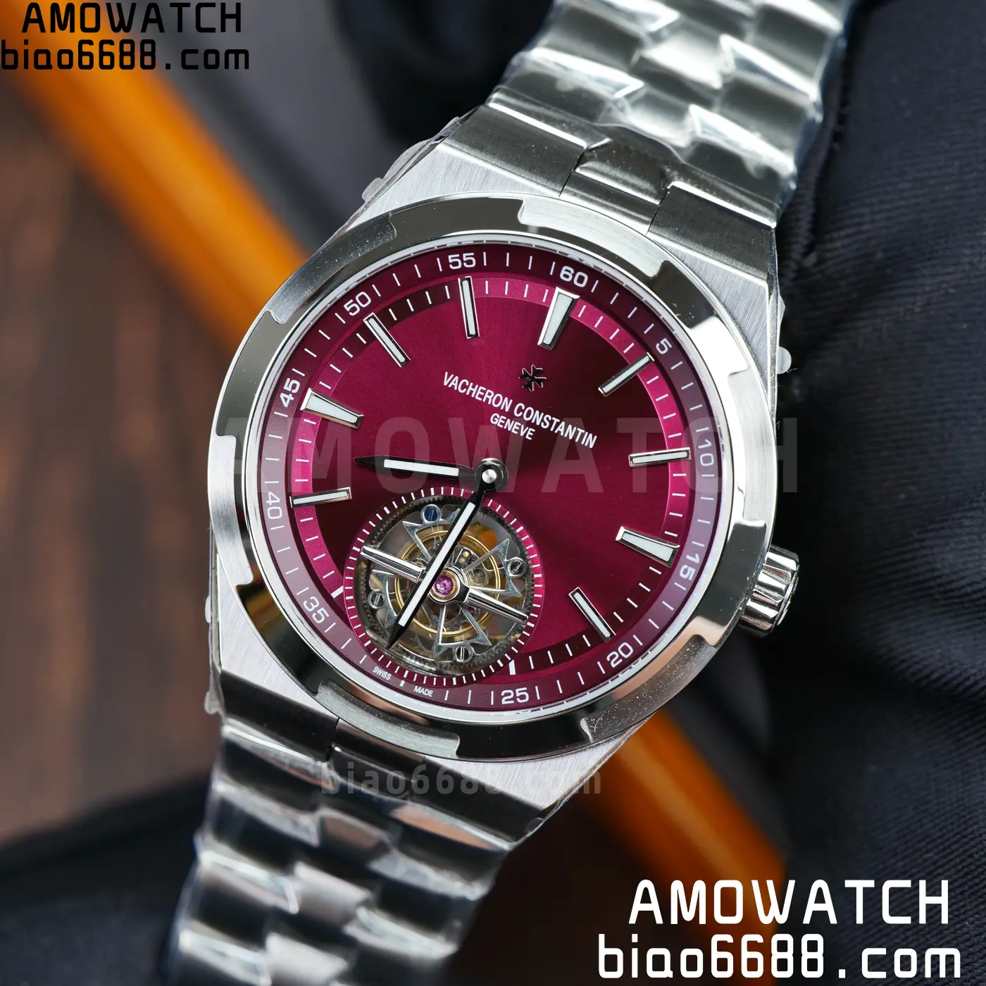 VC Overseas 42.5mm 6000V BBS Factory Best Edition Red Dial SS Bracelet Tourbillon 83 e6bf9d166a19af9 AMO Watch