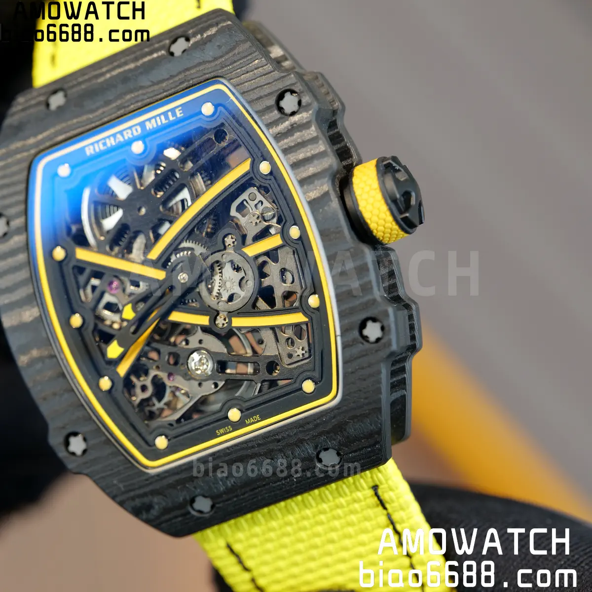 RICHARD MILLE RM67-02 Black NTPT Yellow Skeleton Dial on Yellow Nylon Strap CRMA7 Clone V10 100 ec63bfb53d7d890 阿默表行AmoWatch