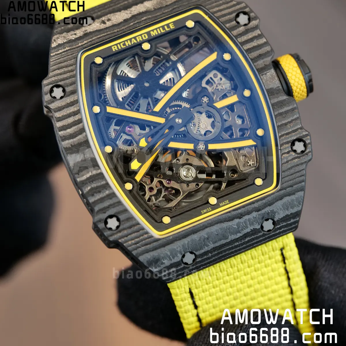 RICHARD MILLE RM67-02 Black NTPT Yellow Skeleton Dial on Yellow Nylon Strap CRMA7 Clone V10 101 ecbb1b5c113e958 阿默表行AmoWatch