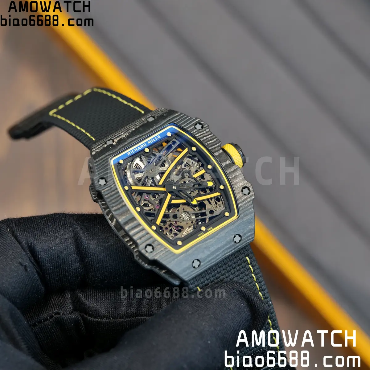 RICHARD MILLE RM67-02 Black NTPT Yellow Skeleton Dial on Black NylonStrap CRMA7 Clone V10 125 ee77563281bfadc 阿默表行AmoWatch