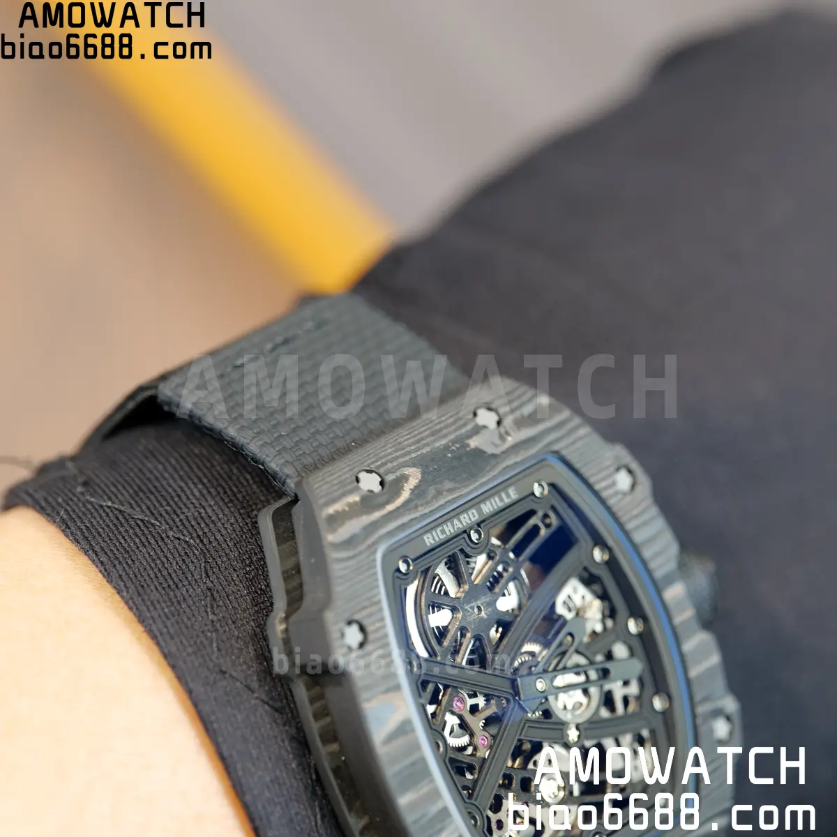 RICHARD MILLE RM67-02 Black NTPT All Black Skeleton Dial on Black Elastic strap CRMA7 Clone V10 99 effa1182fb2bd45 阿默表行AmoWatch
