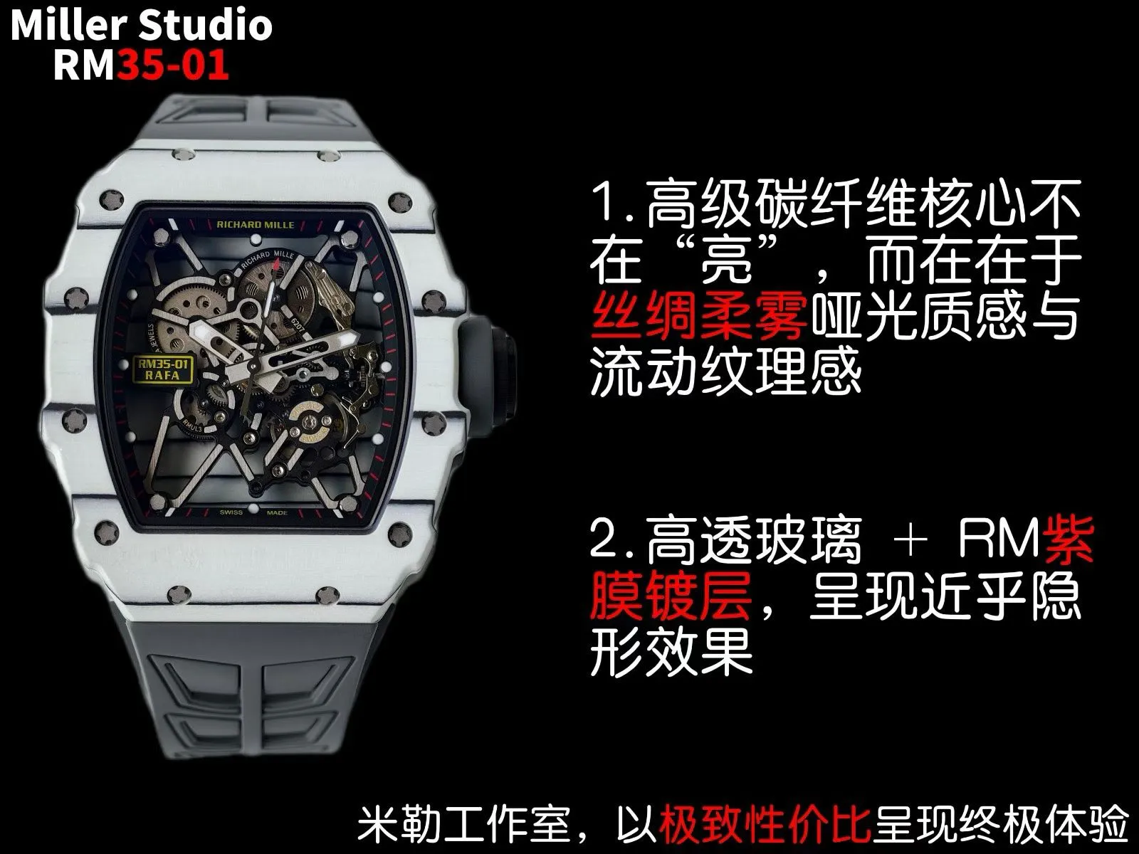 RM35-01 White NTPT Mille Studio 1:1 Best Edition on Gray Shark Strap RMUL3 Super Clone (Custom Case Set) 19 f145c9da2620677 AMO Watch