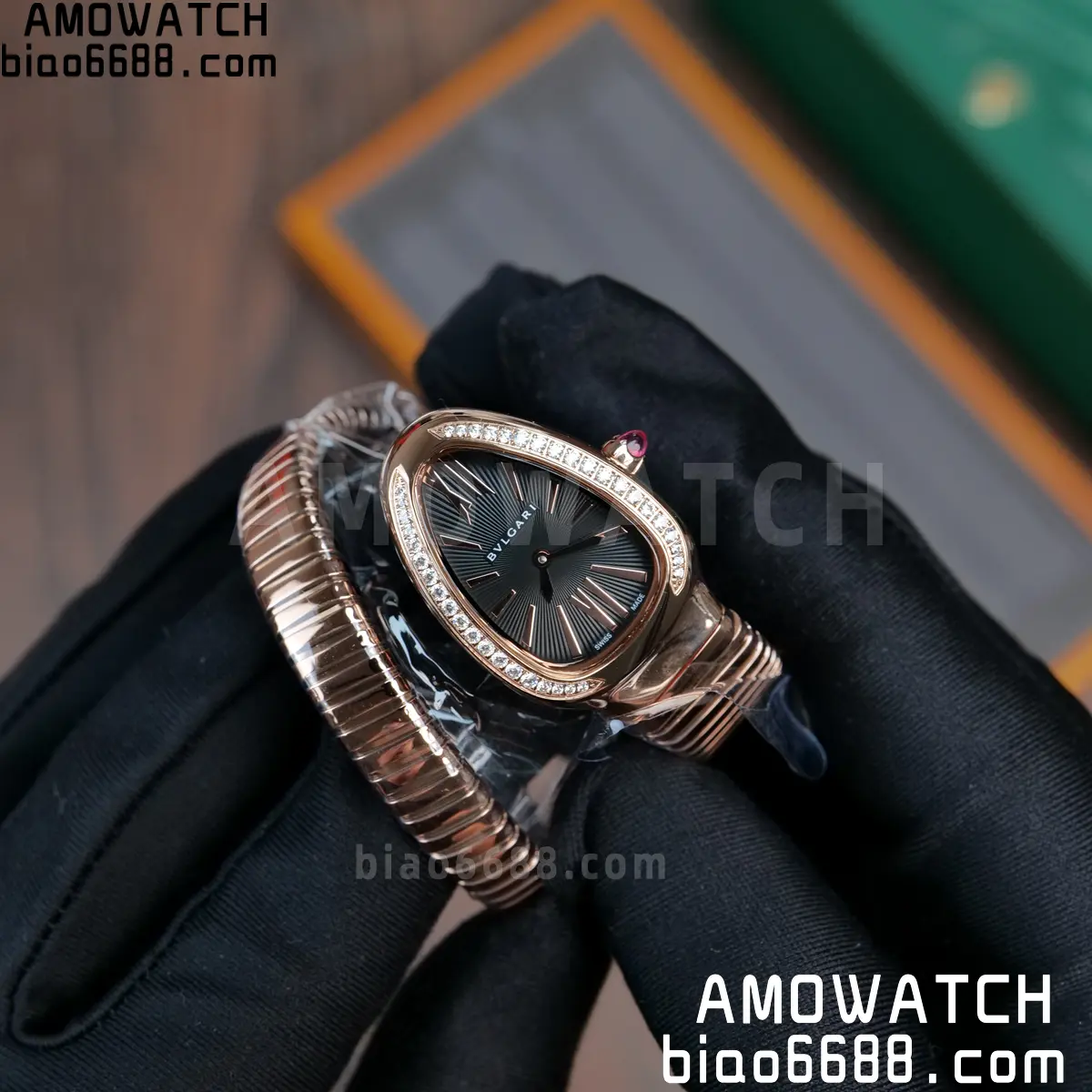 BVLGARI Serpenti Seduttori Watch 101815 RG BVF 1:1 Best Edition Black Dial on YG Bracelet ETA Quartz 77 f1a193fe88dc899 AMO Watch