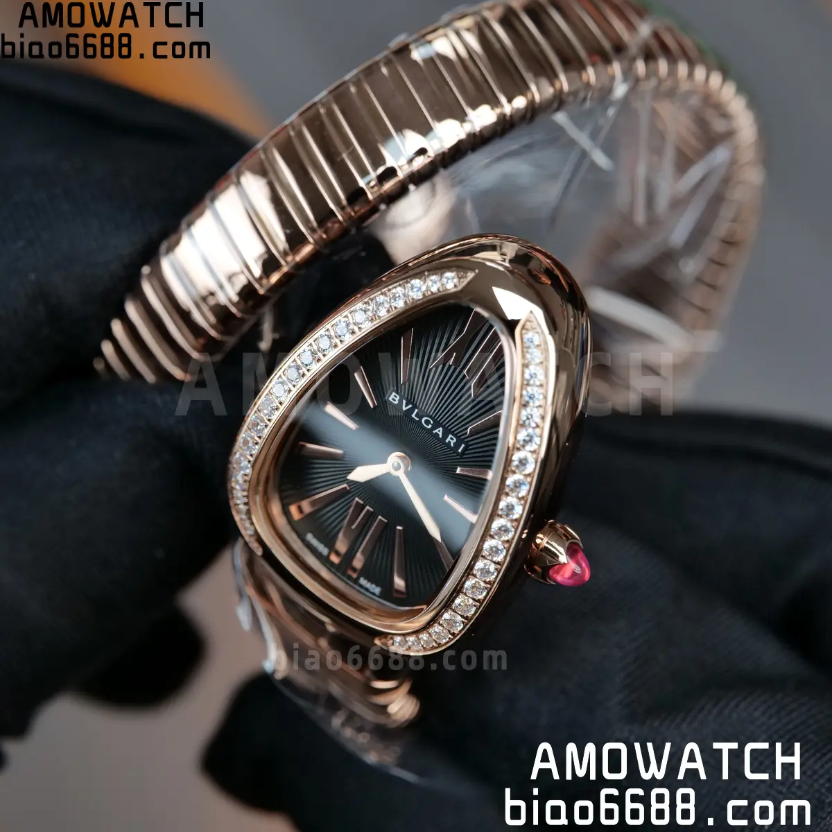BVLGARI Serpenti Seduttori Watch 101815 RG BVF 1:1 Best Edition Black Dial on YG Bracelet ETA Quartz 73 f2f7ae1efa4fc7a AMO Watch
