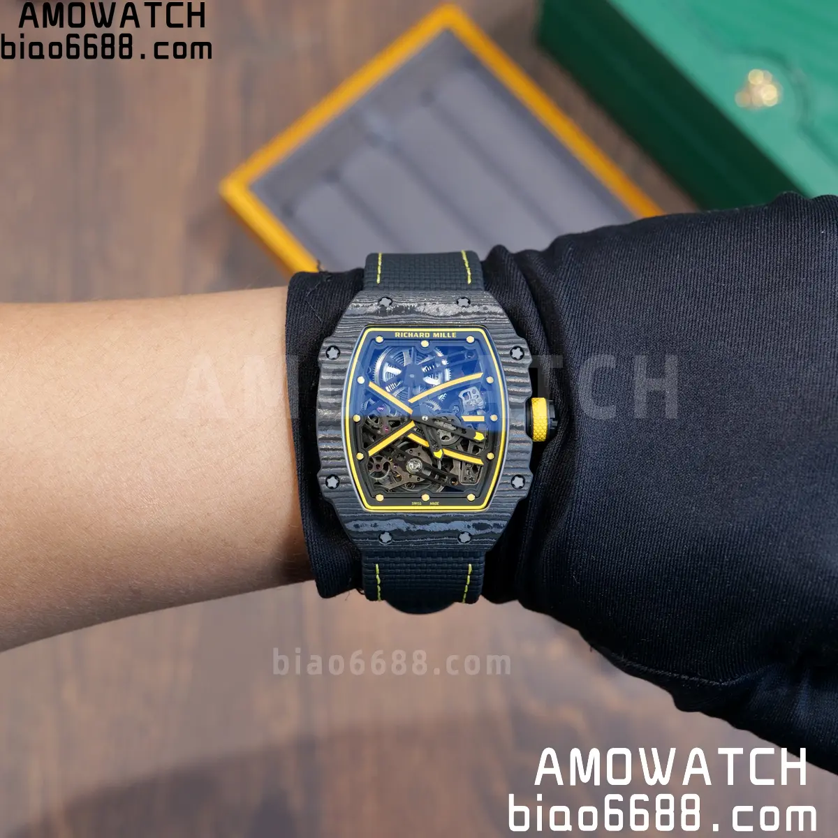 RICHARD MILLE RM67-02 Black NTPT Yellow Skeleton Dial on Black NylonStrap CRMA7 Clone V10 121 f3ae7c91cc193b4 阿默表行AmoWatch