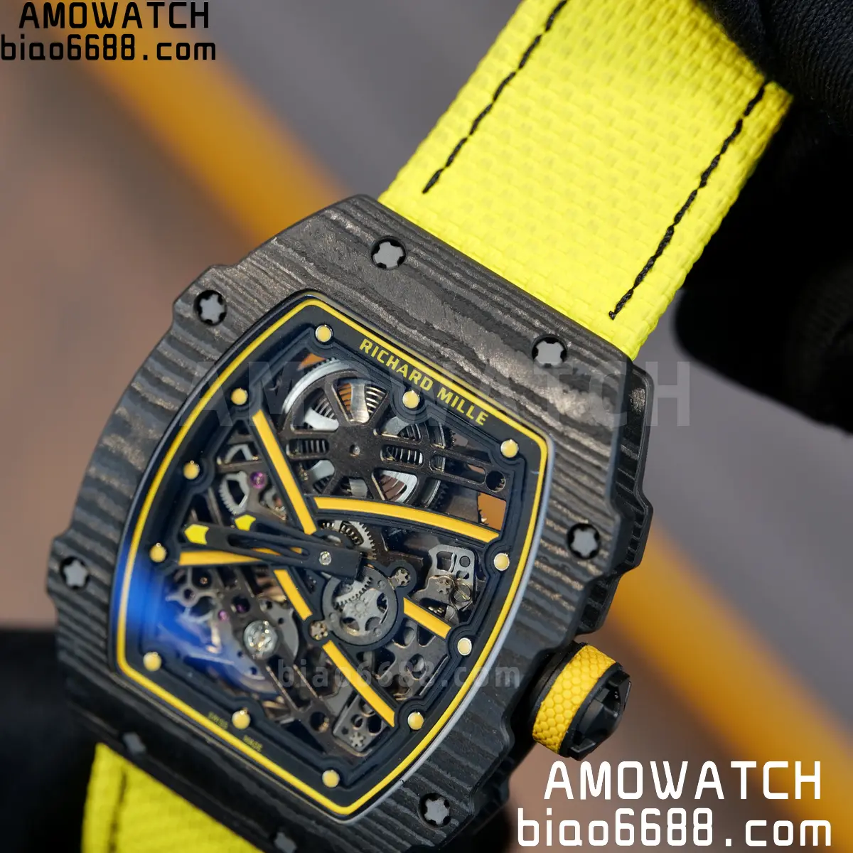 RICHARD MILLE RM67-02 Black NTPT Yellow Skeleton Dial on Yellow Nylon Strap CRMA7 Clone V10 105 f76360b2eac0729 阿默表行AmoWatch