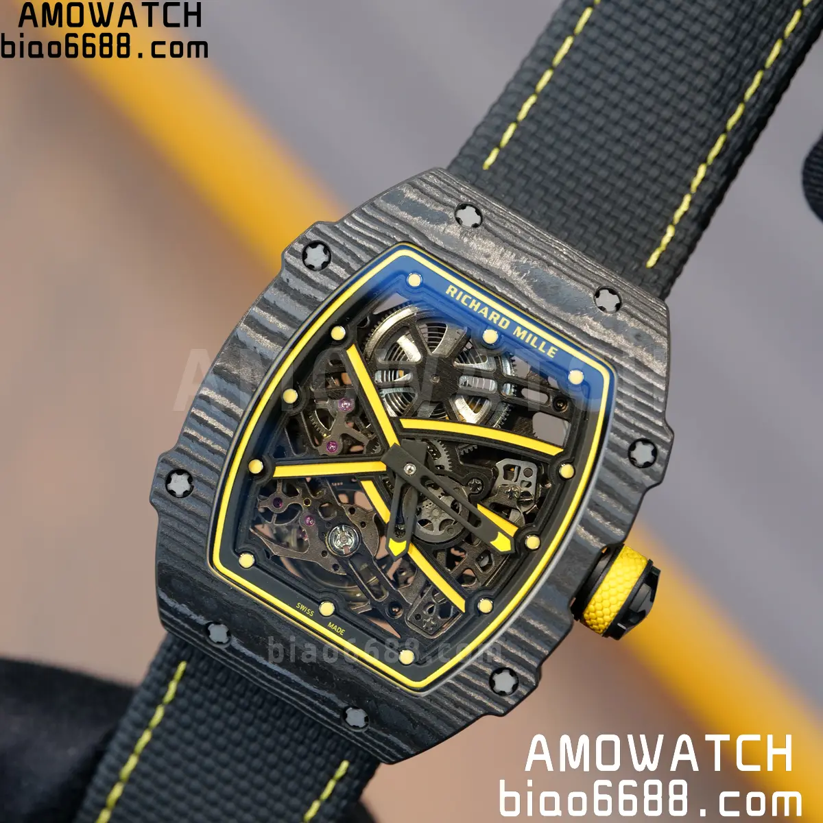 RICHARD MILLE RM67-02 Black NTPT Yellow Skeleton Dial on Black NylonStrap CRMA7 Clone V10 104 fa9932b463fd4a3 阿默表行AmoWatch