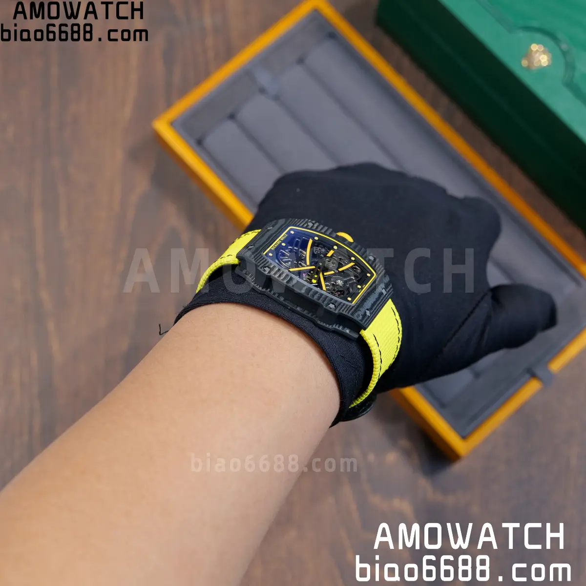 RICHARD MILLE RM67-02 Black NTPT Yellow Skeleton Dial on Yellow Nylon Strap CRMA7 Clone V10 122 fab37c120cbc18f 阿默表行AmoWatch