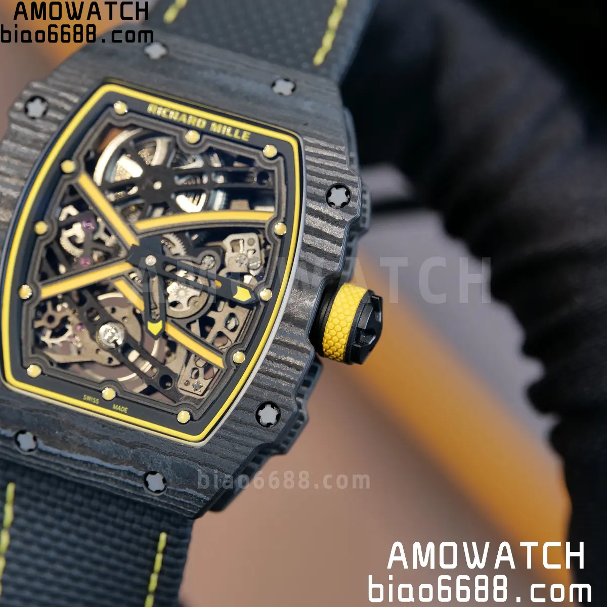 RICHARD MILLE RM67-02 Black NTPT Yellow Skeleton Dial on Black NylonStrap CRMA7 Clone V10 95 fad0cc8b74ebcfe 阿默表行AmoWatch