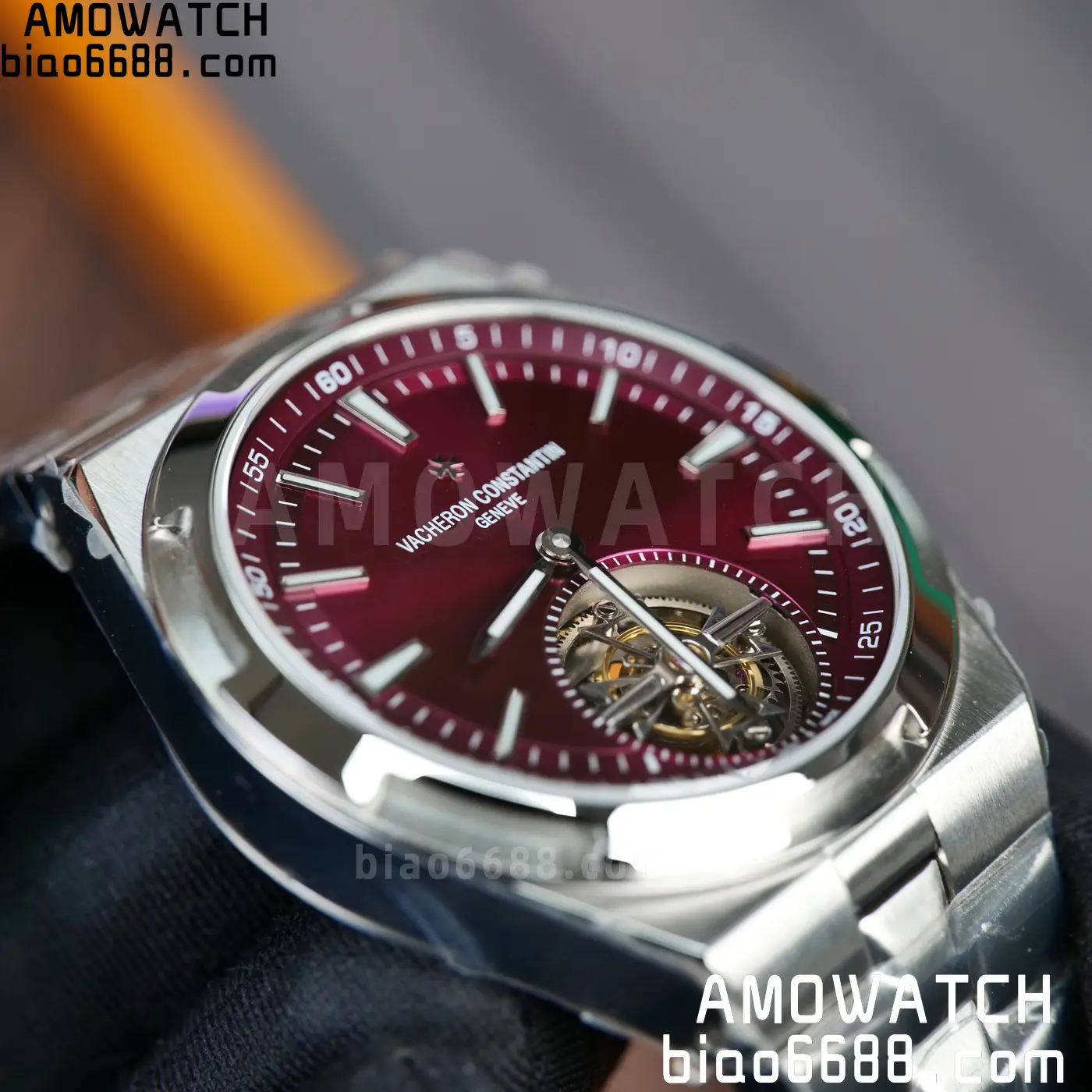 VC Overseas 42.5mm 6000V BBS Factory Best Edition Red Dial SS Bracelet Tourbillon 81 fbefb407a50d50f AMO Watch