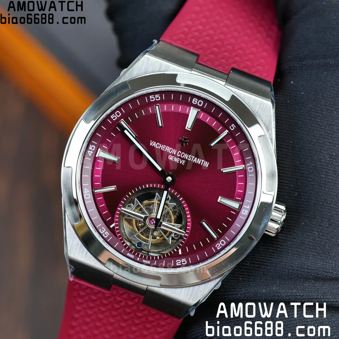VC Overseas 42.5mm 6000V BBS Factory Best Edition Red Dial Red Rubber Strap Tourbillon 88 fd0e68a2aae43ad AMO Watch