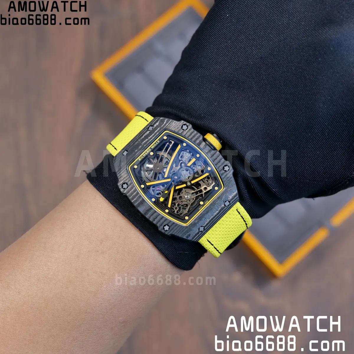 RICHARD MILLE RM67-02 Black NTPT Yellow Skeleton Dial on Yellow Nylon Strap CRMA7 Clone V10 121 fd57f75f94a5dec 阿默表行AmoWatch