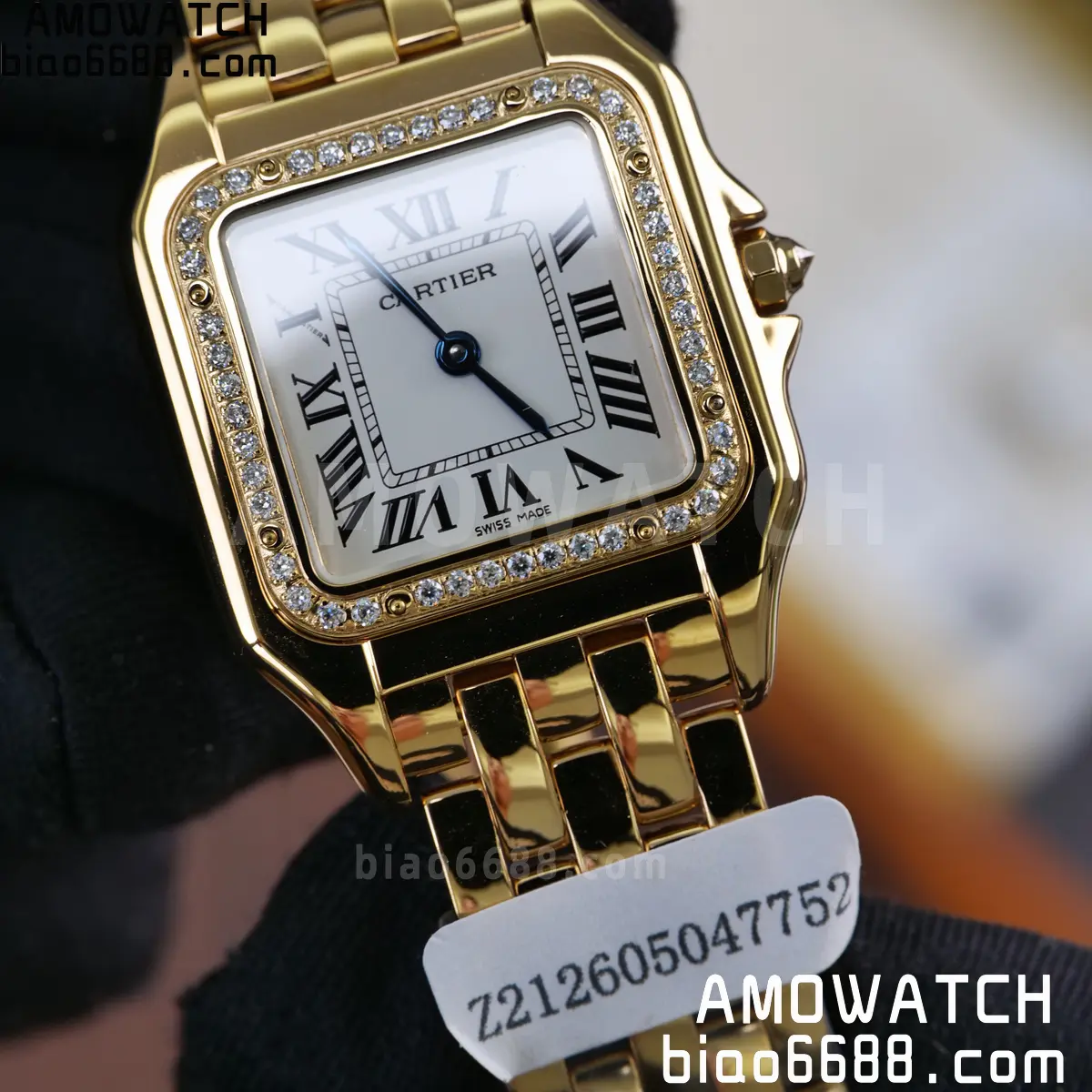Custom Made Cartier Panthère 27mm WJPN0016 Gold-plated moissanite bezel 75 fe6df725310fadb AMO Watch