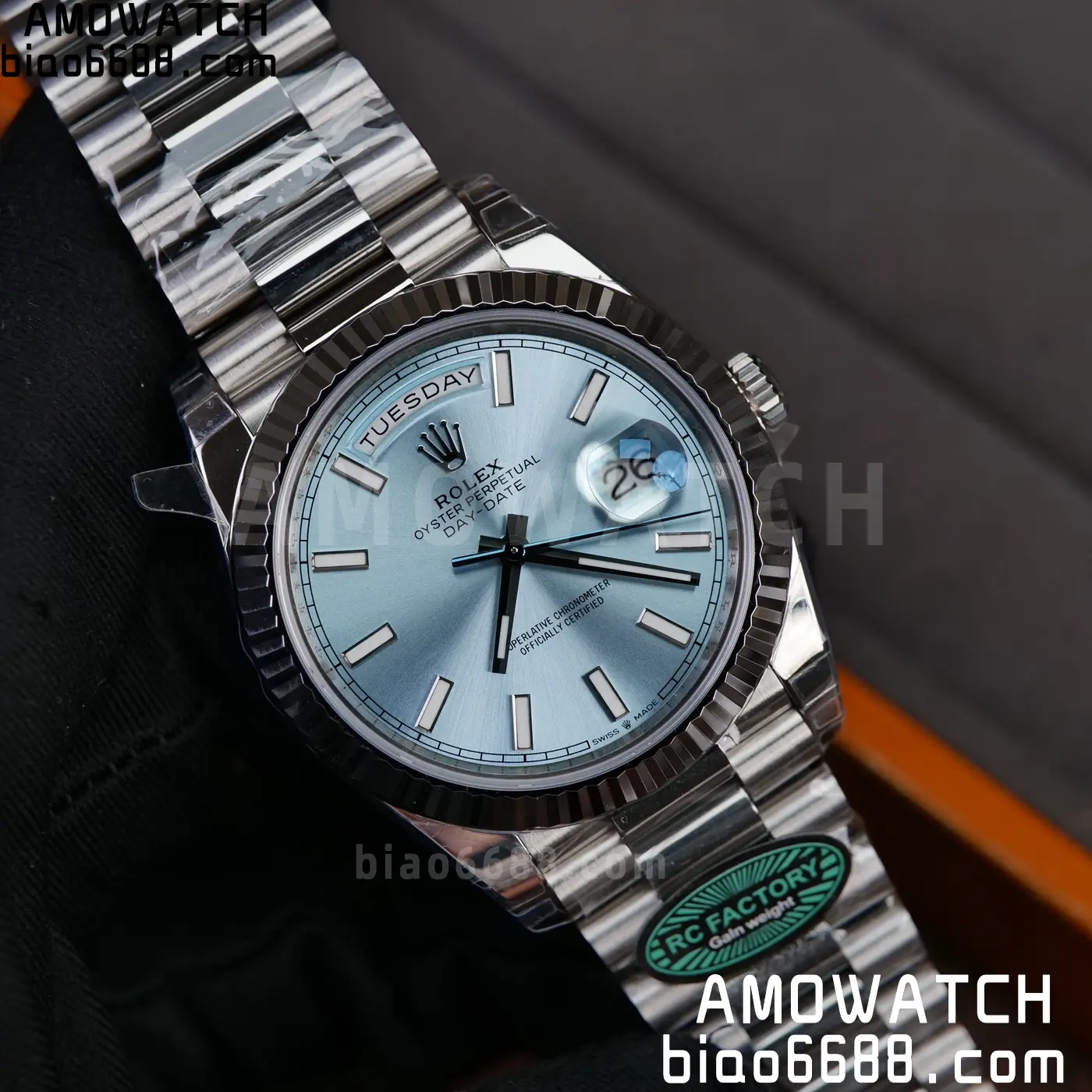 Rolex Day Date 40 SS 228236 RCF 1:1 Best Edition Ice Blue Dial on President Bracelet VR3255 (211g) 87 007eb9509a04cfa 阿默表行AmoWatch