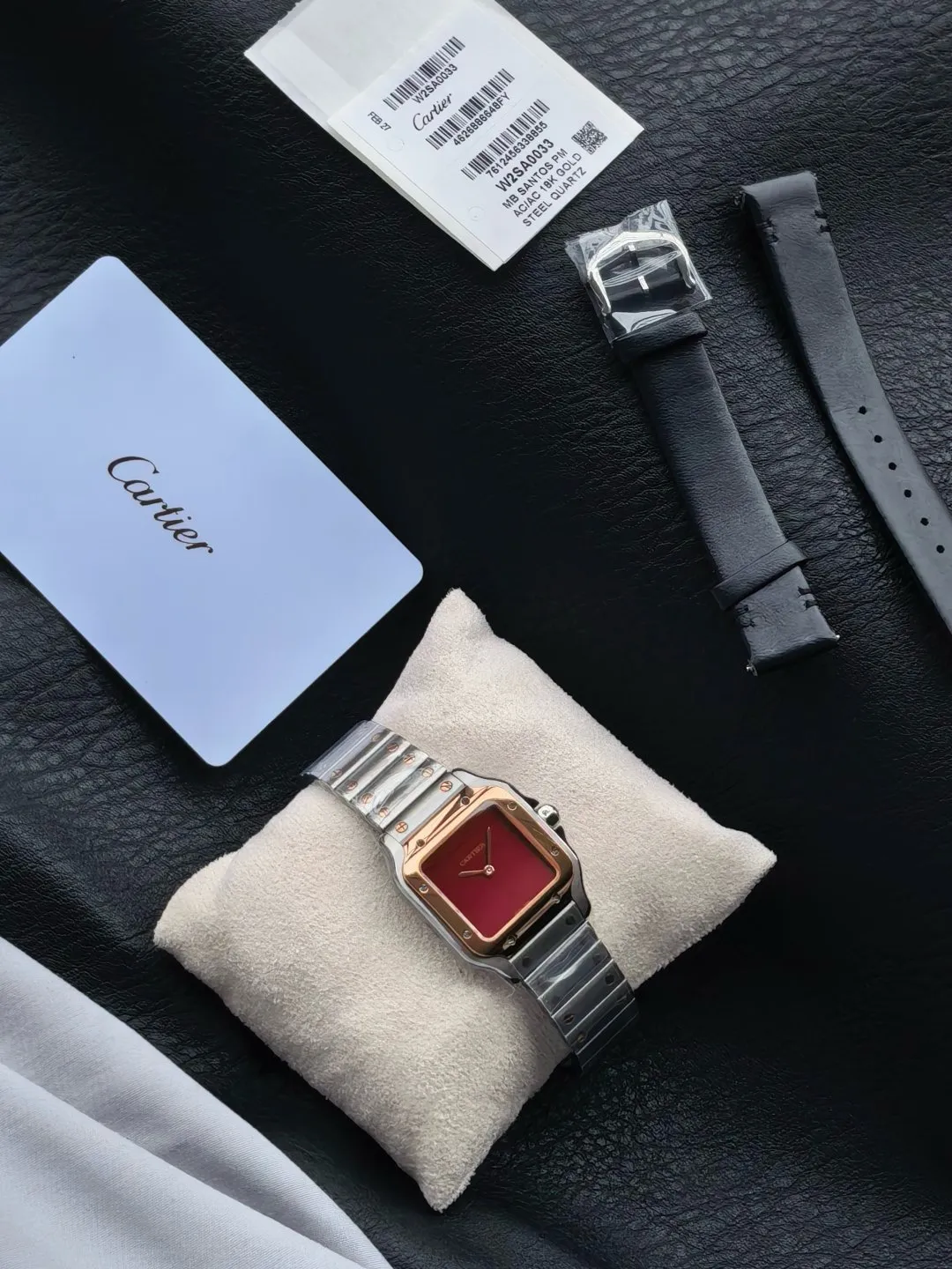 Cartier Santos 27mm SS/RG 8848F 1:1 Best Edition Red Dial on SS/RG Bracelet Quartz 23 040a2fd9fd515de 阿默表行AmoWatch