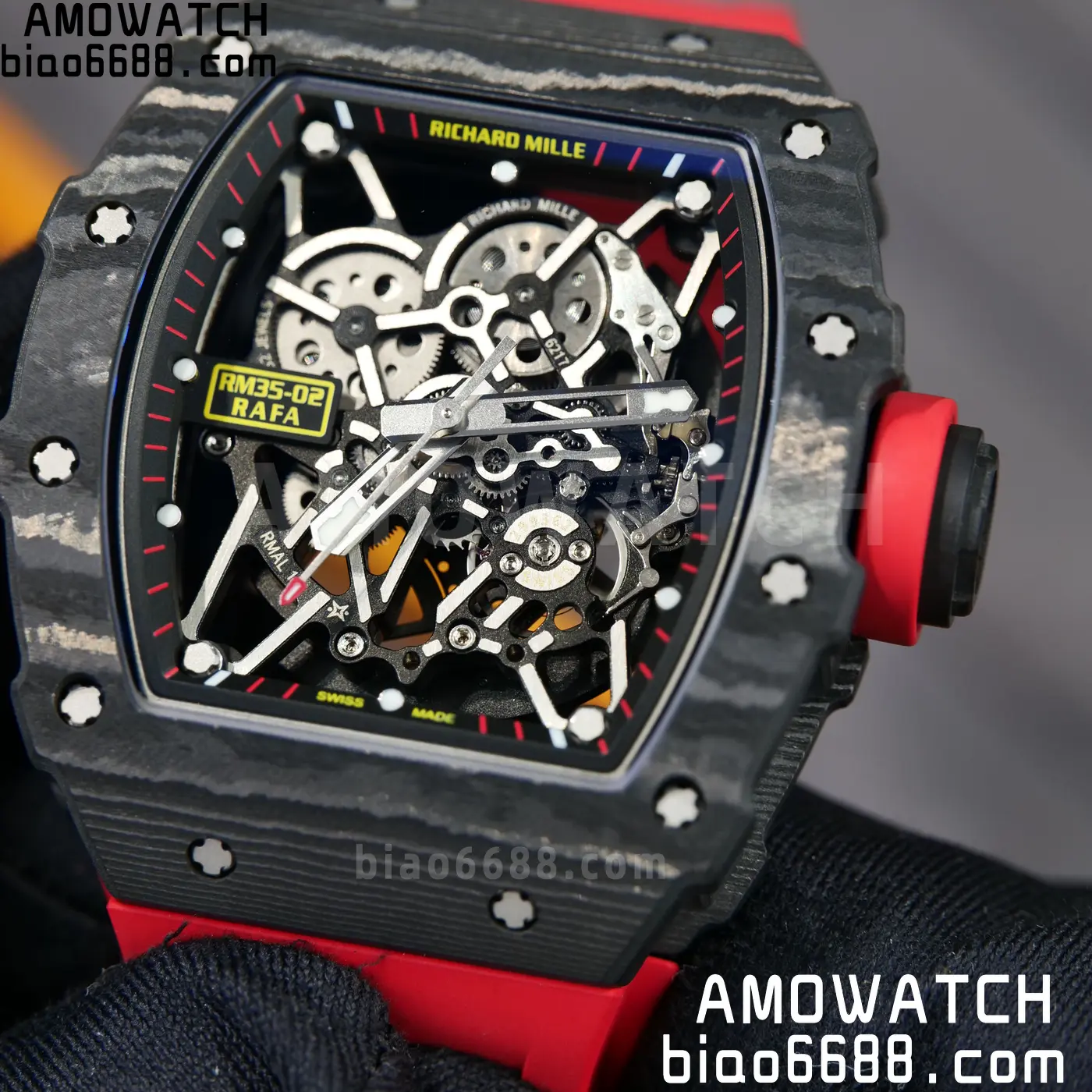 RICHARD MILLE RM35-02 NTPT Mille Studio 1:1 Best Edition on Red Rubber Strap RMUL1 Super Clone (Custom Case Set) 111 060c7e0a2a861d2 AMO Watch