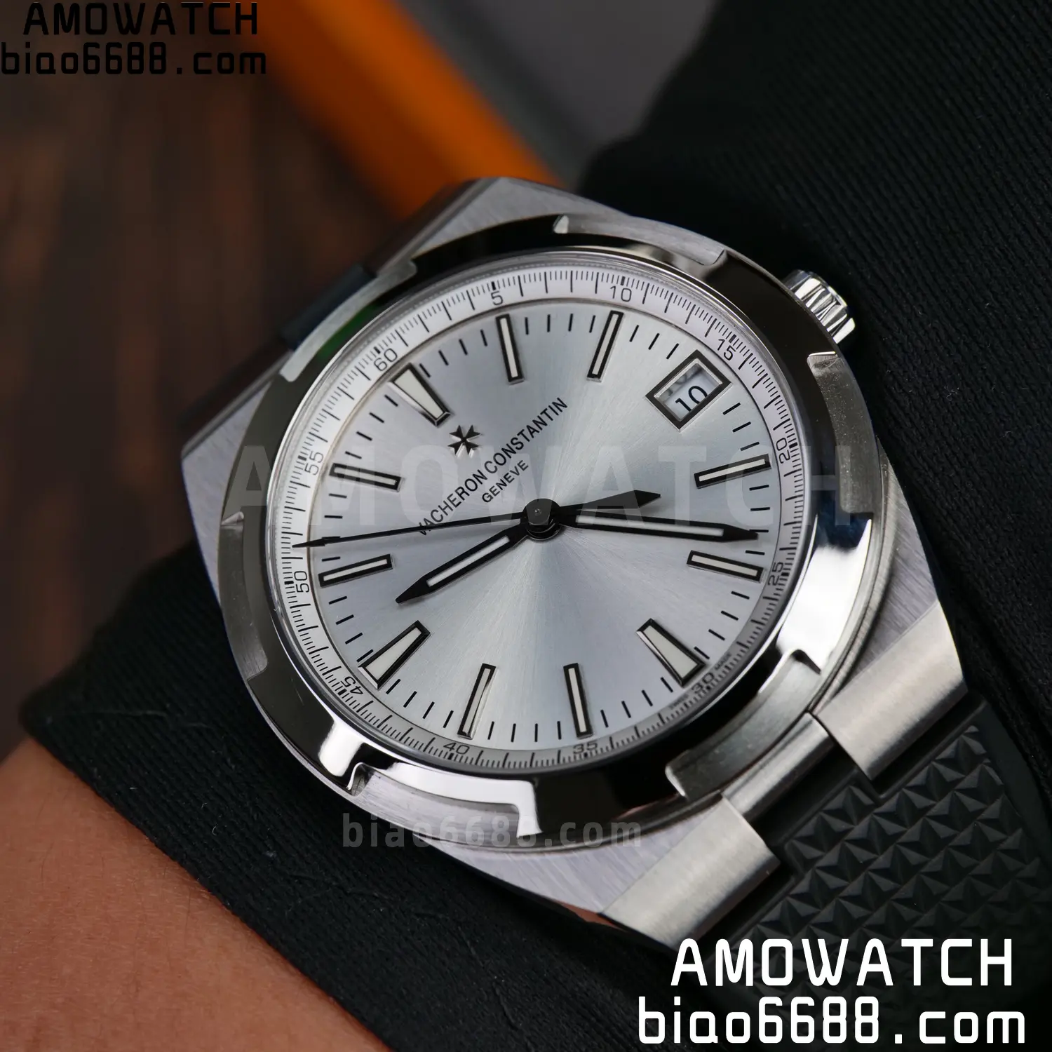VC Overseas 4500V SS PPF 1:1 Best Edition Silver Dial on Black Rubber Strap A5100 91 063b42c6104b07a AMO Watch