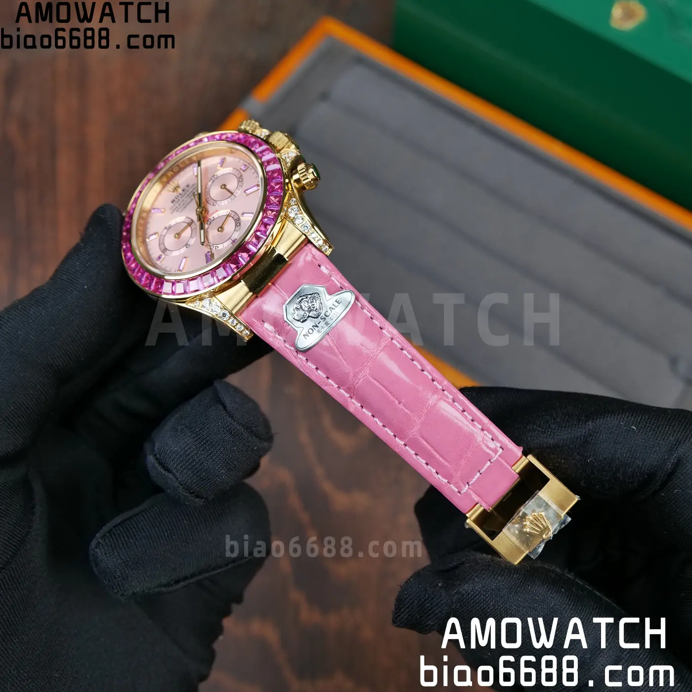 Rolex Daytona 126538TRO Gold Factory Best Edition Pink Dial on Pink Leather Strap 4130 V3 80 06d1ef026387987 阿默表行AmoWatch