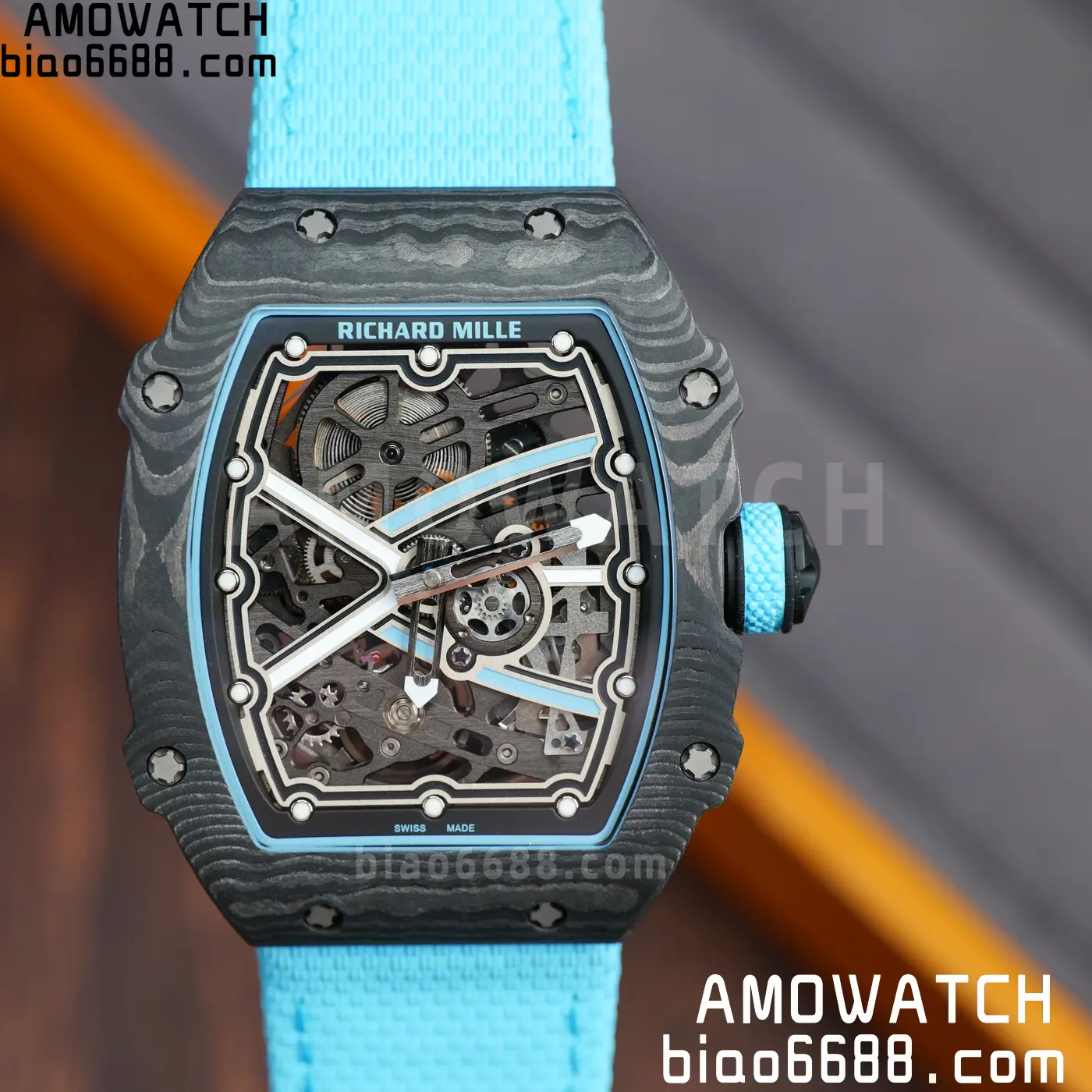 RICHARD MILLE RM67-02 Black NTPT AVF Best Edition Baby Blue Skeleton Dial on Black Nylon strap CRMA7 Clone 68 08db7c5f06e07e8 AMO Watch