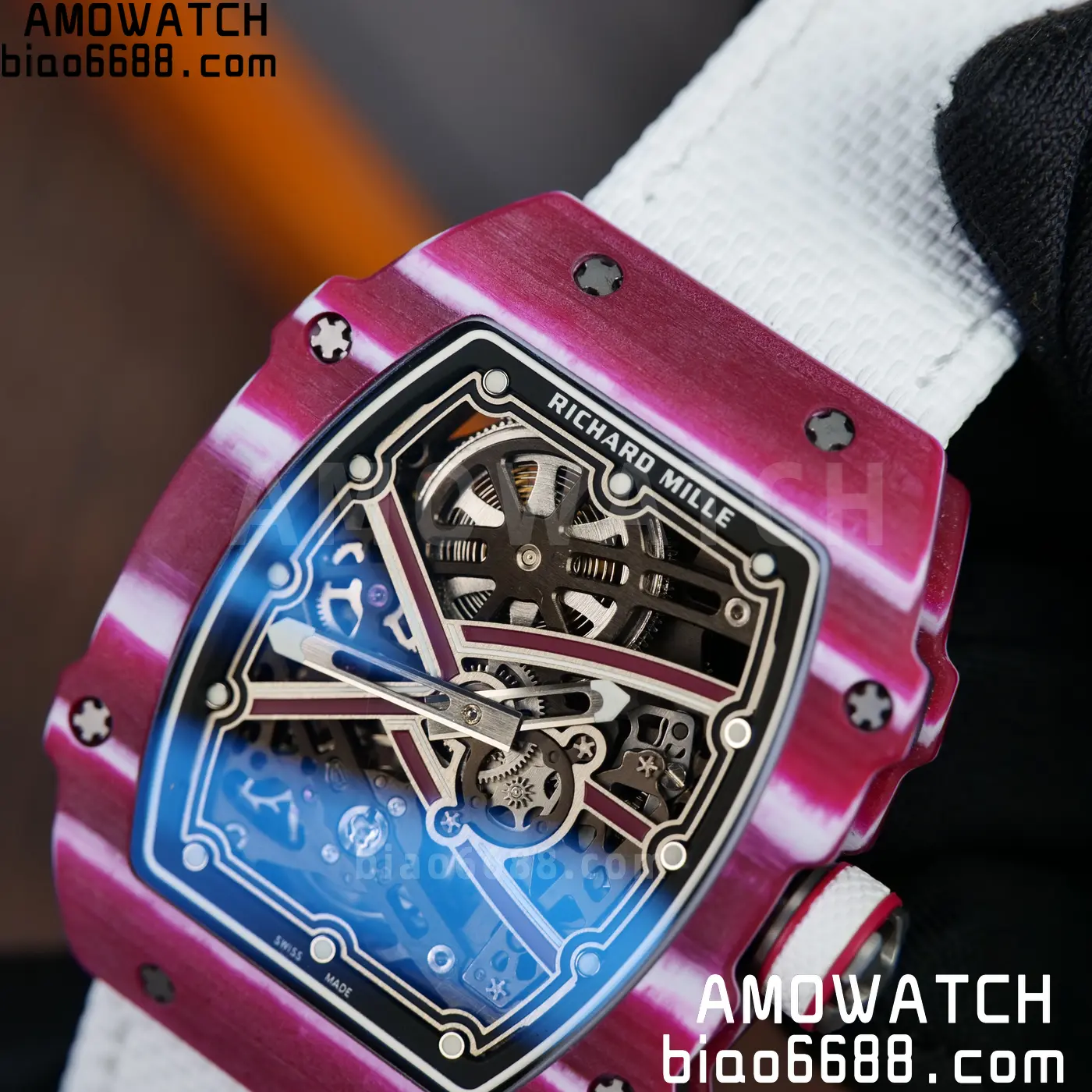 RICHARD MILLE RM67-02 Red NTPT Best Edition Qatar Dial on White Nylon strap CRMA7 Clone V10 119 0c575a5f3b53efa AMO Watch