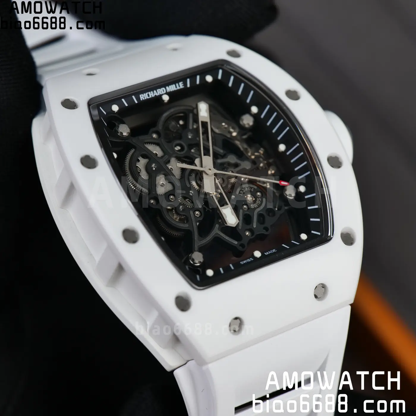 RICHARD MILLE RM055 A9F 1:1 Best Edition White Bezel on White Rubber Strap RMUL2 Free Sprung 125 0dde202b655c823 AMO Watch