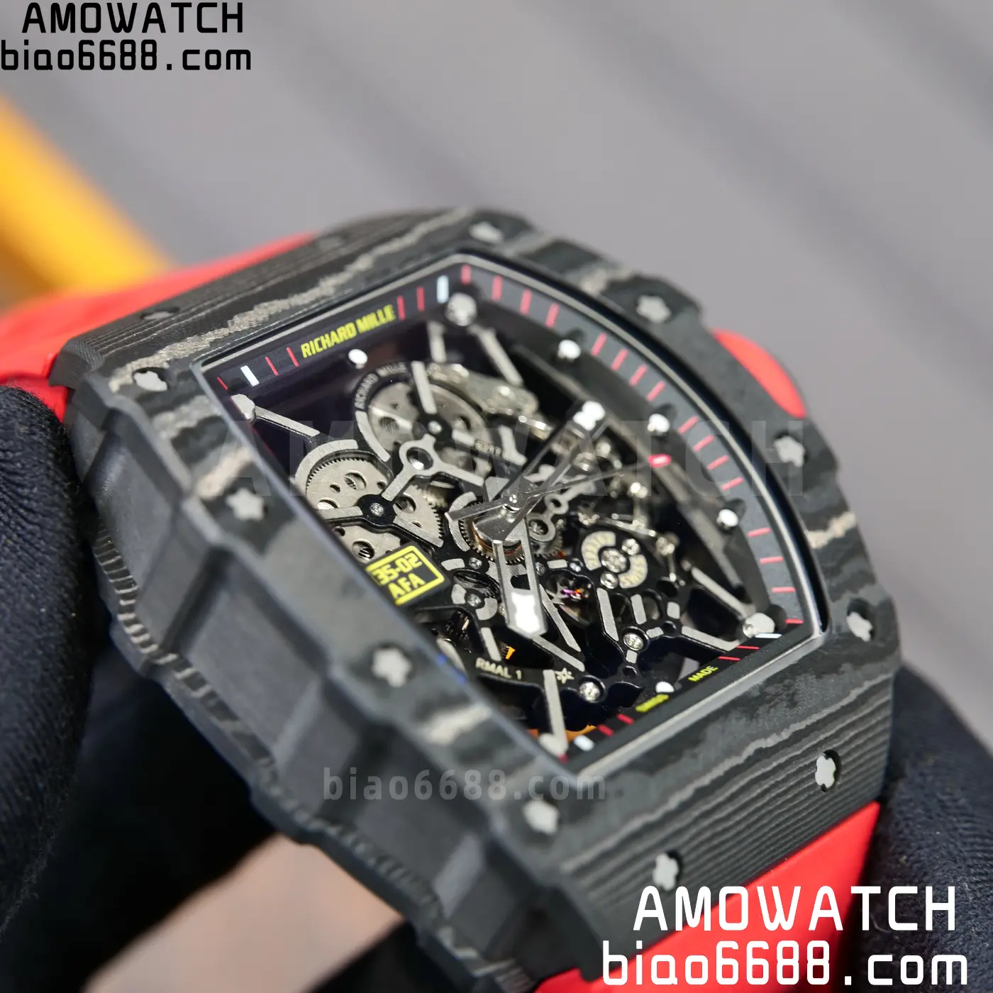 RICHARD MILLE RM35-02 NTPT Mille Studio 1:1 Best Edition on Red Rubber Strap RMUL1 Super Clone (Custom Case Set) 108 12373c26e140d5e AMO Watch