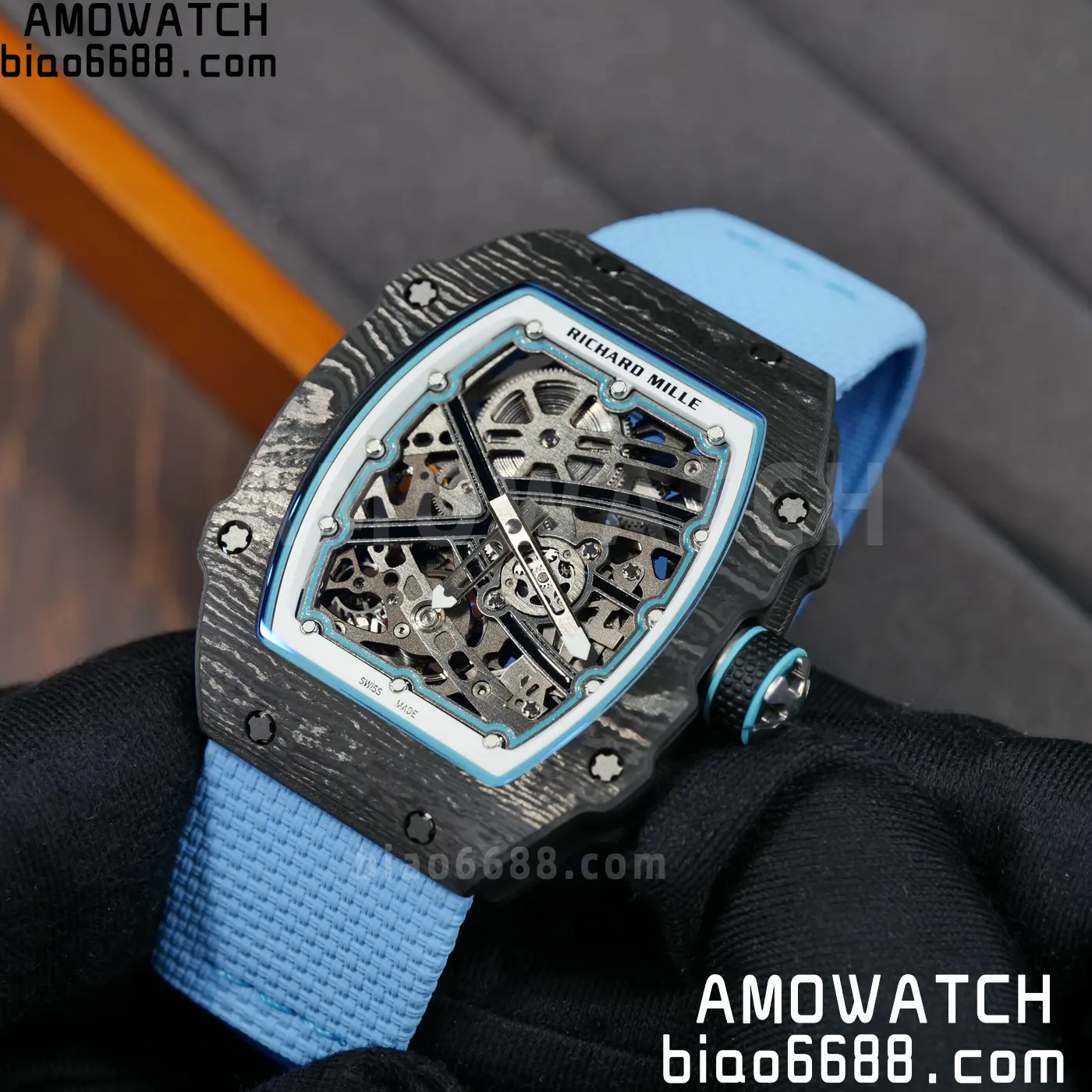RICHARD MILLE RM67-02 Black NTPT UMI Best Edition Baby Blue Skeleton Dial on Black Nylon strap CRMA7 Clone V9 89 142a3fcfb0675cb 阿默表行AmoWatch