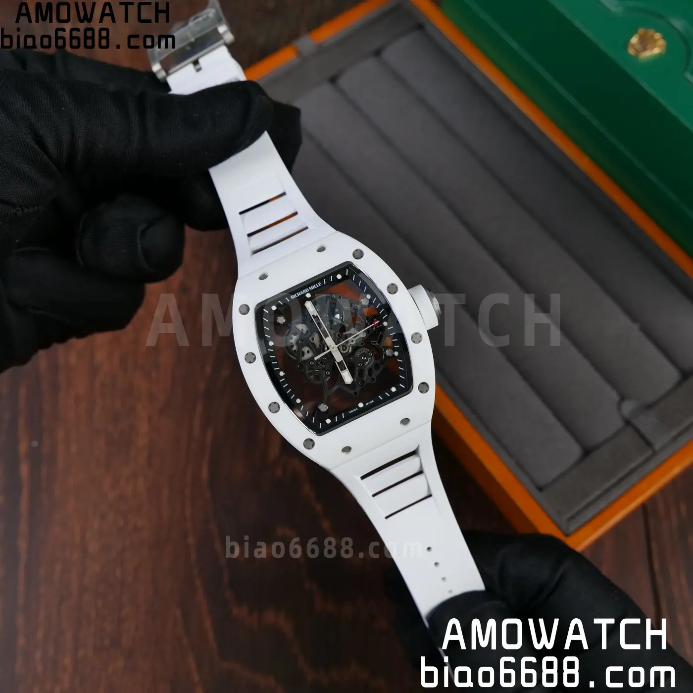 RICHARD MILLE RM055 A9F 1:1 Best Edition White Bezel on White Rubber Strap RMUL2 Free Sprung 97 162808f14f4f485 AMO Watch