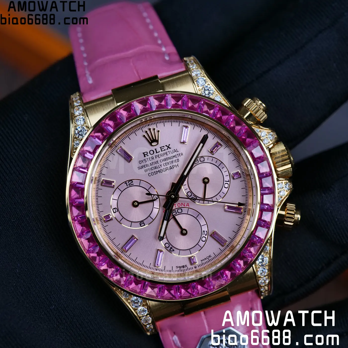 Rolex Daytona 126538TRO Gold Factory Best Edition Pink Dial on Pink Leather Strap 4130 V3 96 1833be23eec0ccc 阿默表行AmoWatch