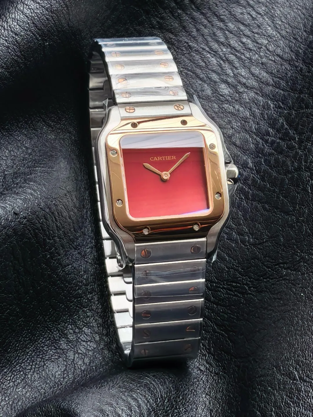 Cartier Santos 27mm SS/RG 8848F 1:1 Best Edition Red Dial on SS/RG Bracelet Quartz 24 1871da69d66f42c 阿默表行AmoWatch