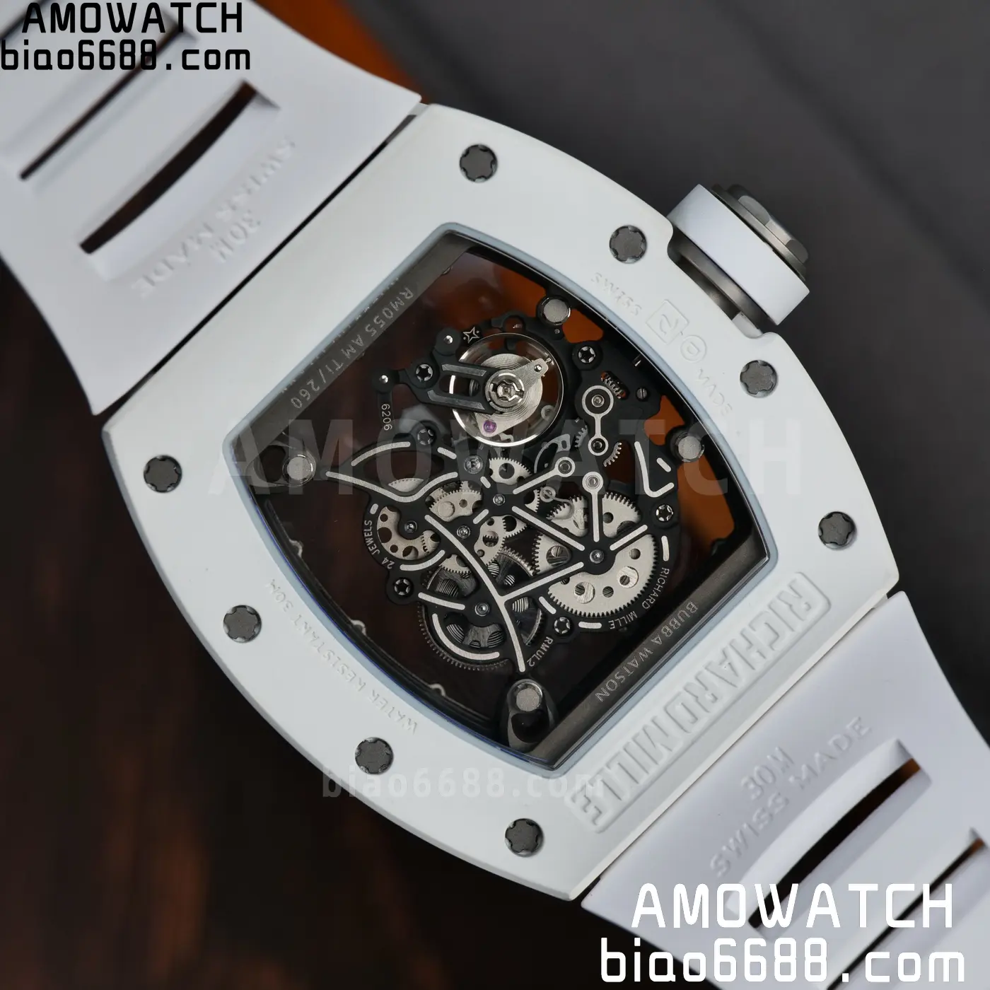 RICHARD MILLE RM055 A9F 1:1 Best Edition White Bezel on White Rubber Strap RMUL2 Free Sprung 131 1b5e968fc21ff0c AMO Watch