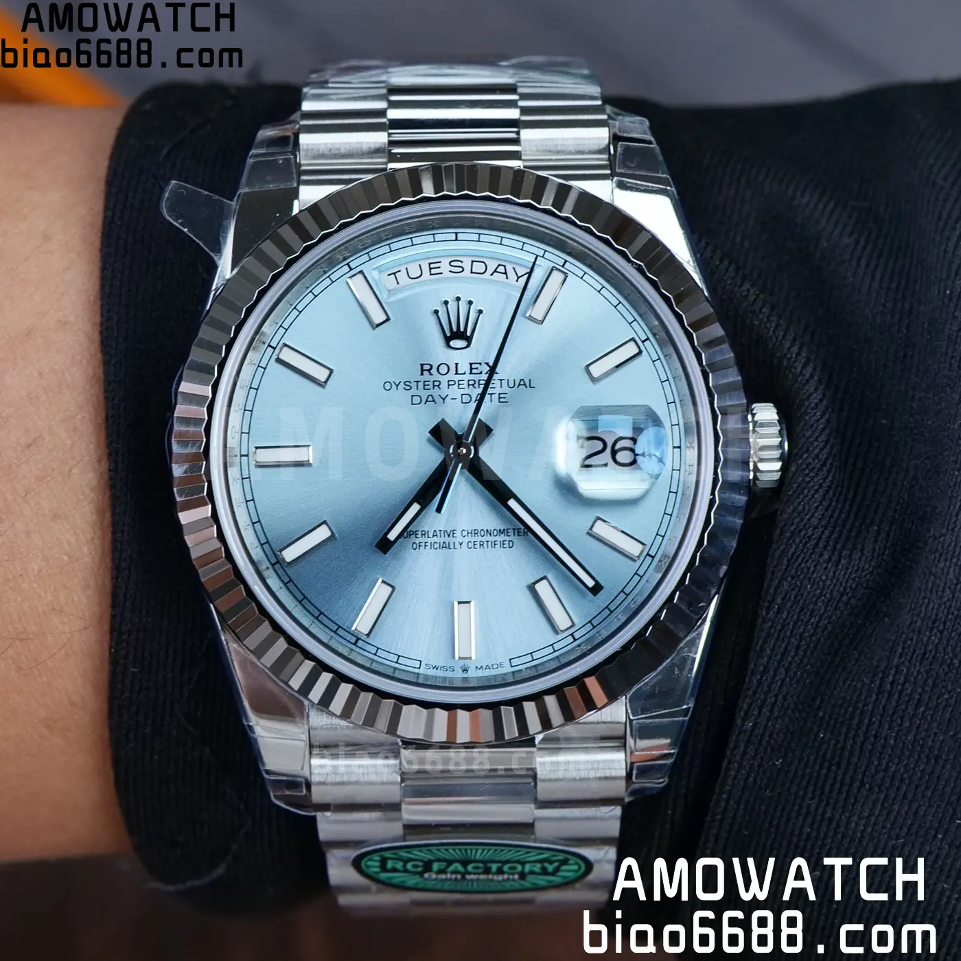 Rolex Day Date 40 SS 228236 RCF 1:1 Best Edition Ice Blue Dial on President Bracelet VR3255 (211g) 96 1bbd272a4bfca19 阿默表行AmoWatch