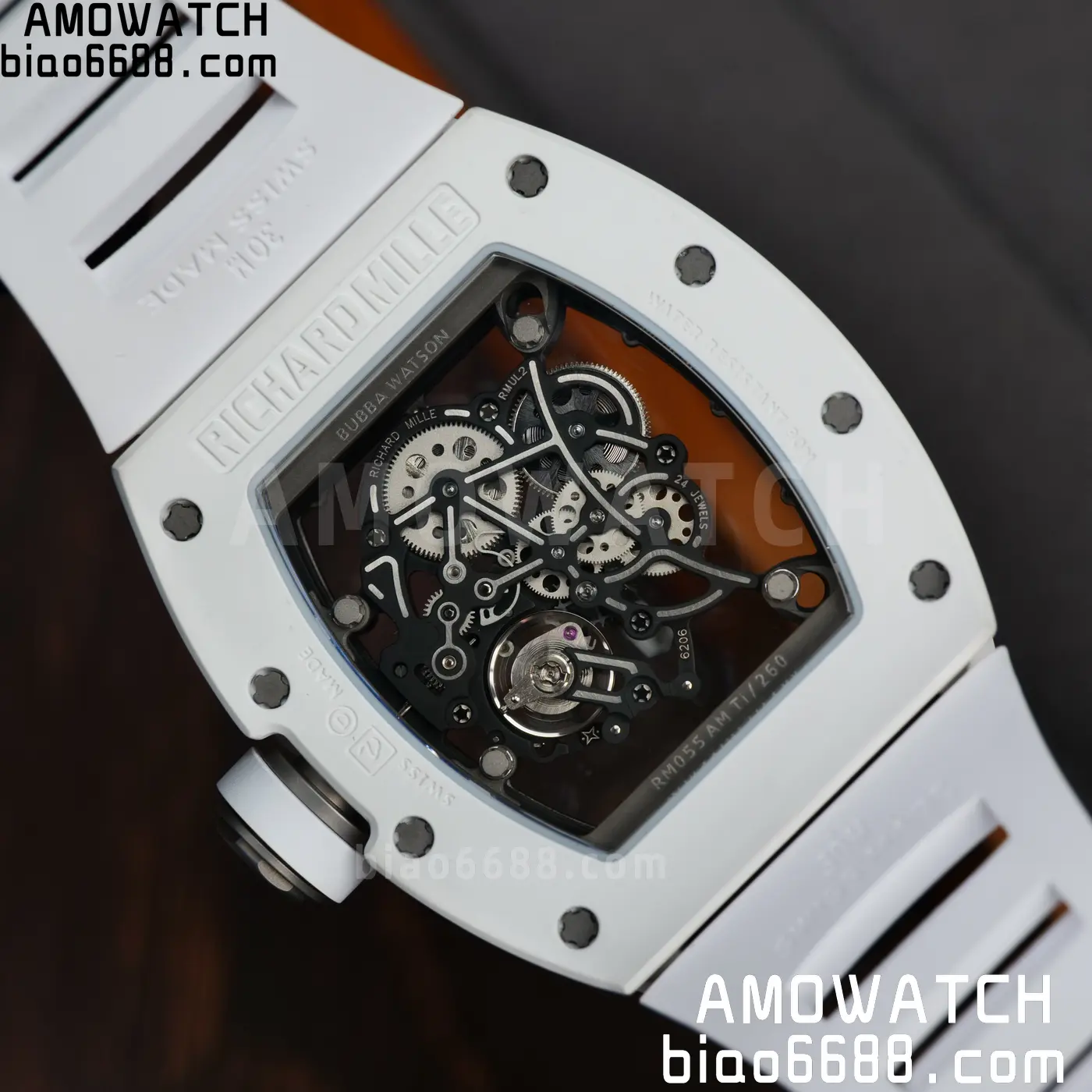 RICHARD MILLE RM055 A9F 1:1 Best Edition White Bezel on White Rubber Strap RMUL2 Free Sprung 129 1e6f734e755f8bf AMO Watch