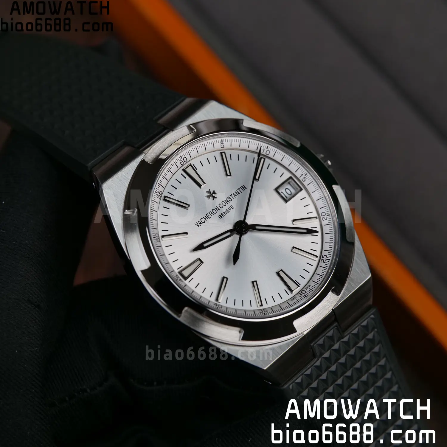 VC Overseas 4500V SS PPF 1:1 Best Edition Silver Dial on Black Rubber Strap A5100 76 2012c0aafbaad0f AMO Watch