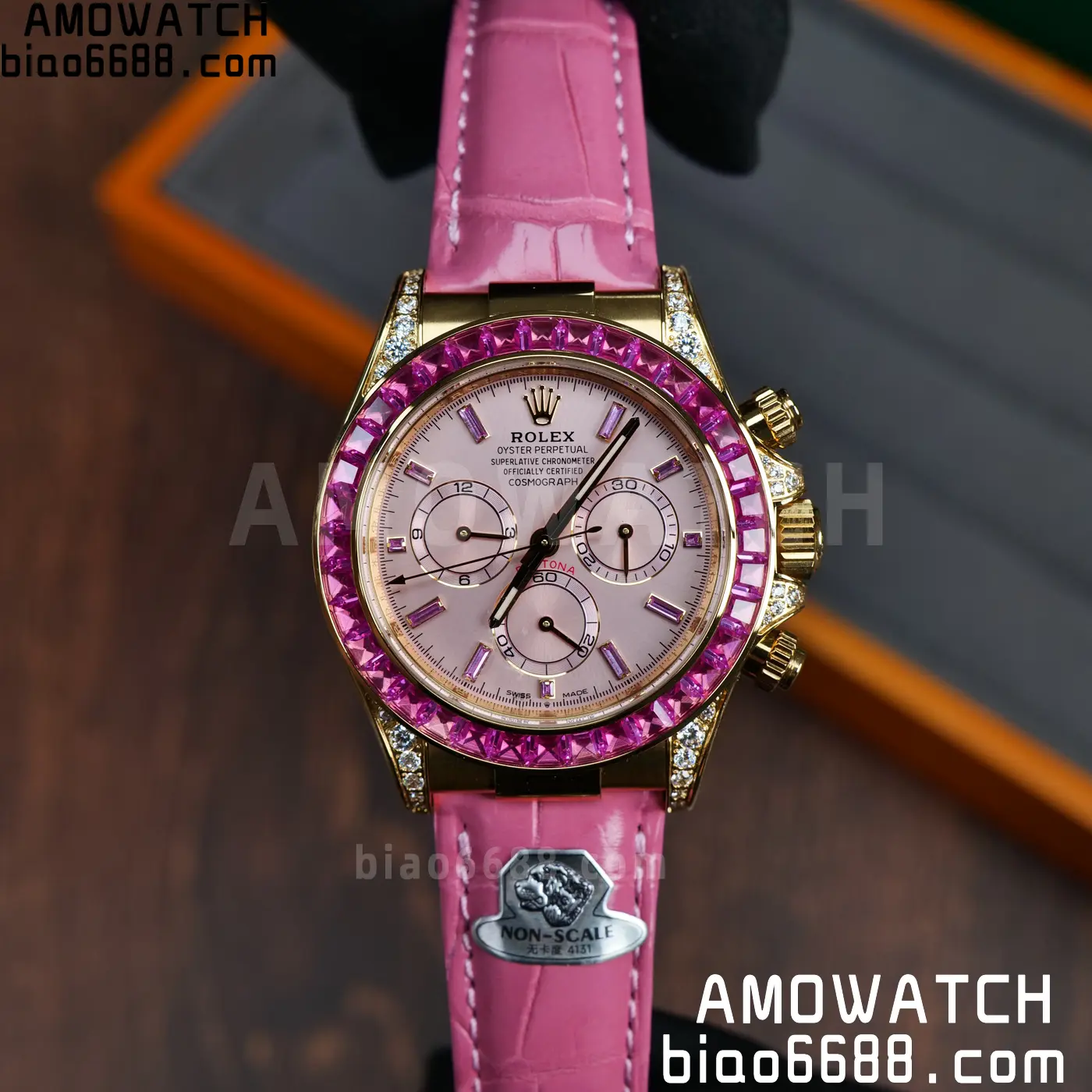 Rolex Daytona 126538TRO Gold Factory Best Edition Pink Dial on Pink Leather Strap 4130 V3 81 209ad7f5f061313 阿默表行AmoWatch