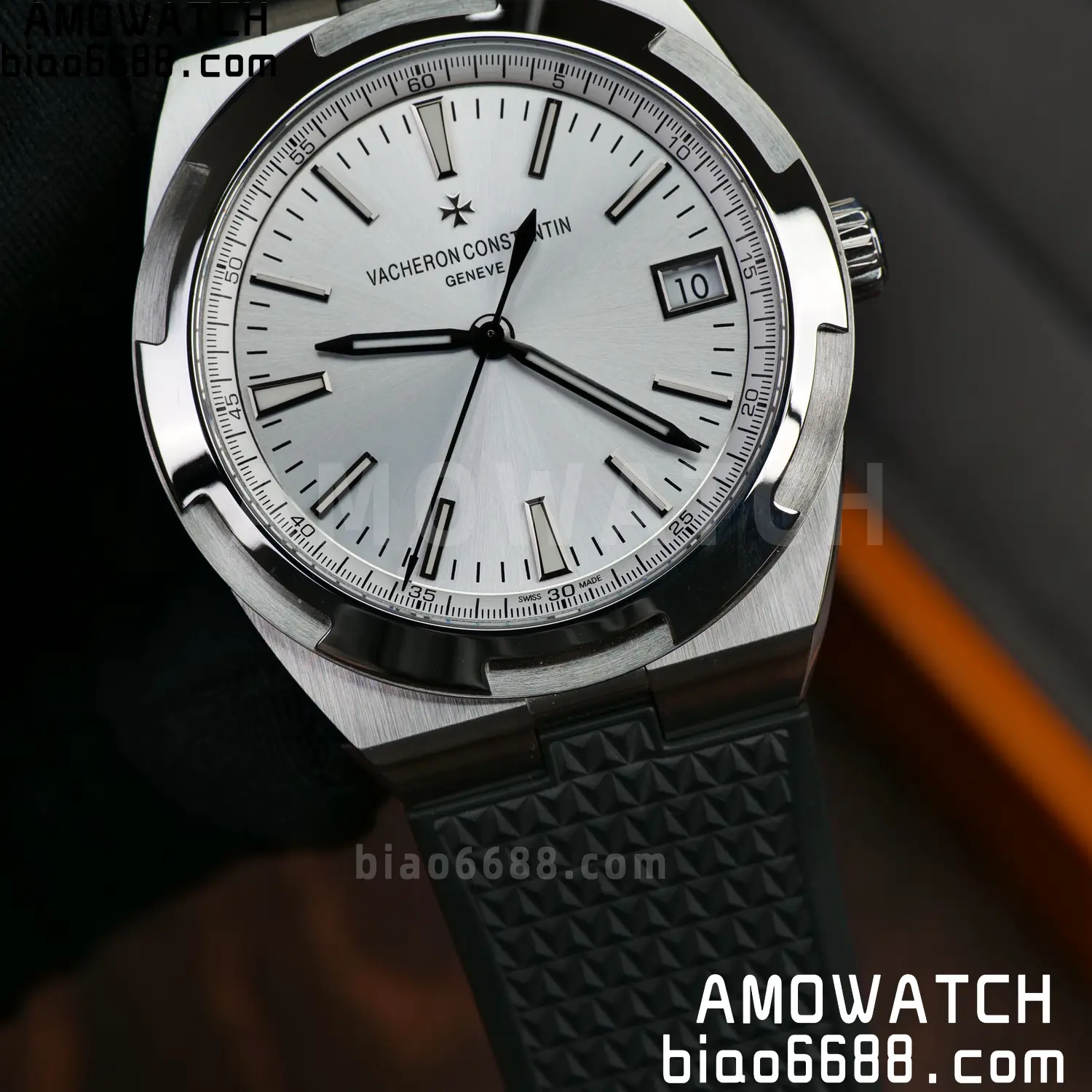 VC Overseas 4500V SS PPF 1:1 Best Edition Silver Dial on Black Rubber Strap A5100 80 223a5609437d027 AMO Watch