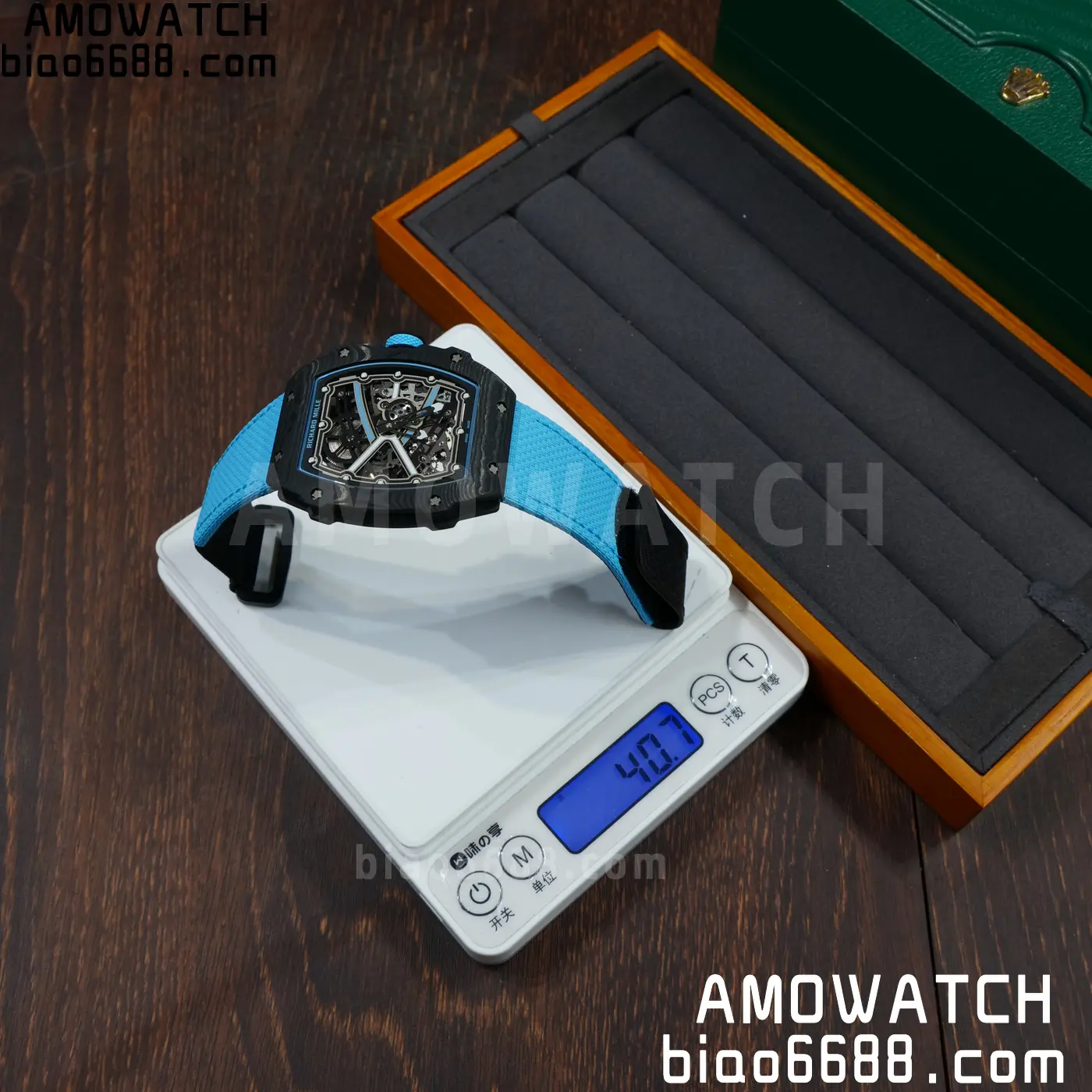 RICHARD MILLE RM67-02 Black NTPT AVF Best Edition Baby Blue Skeleton Dial on Black Nylon strap CRMA7 Clone 59 2246dc8979dbbd7 AMO Watch