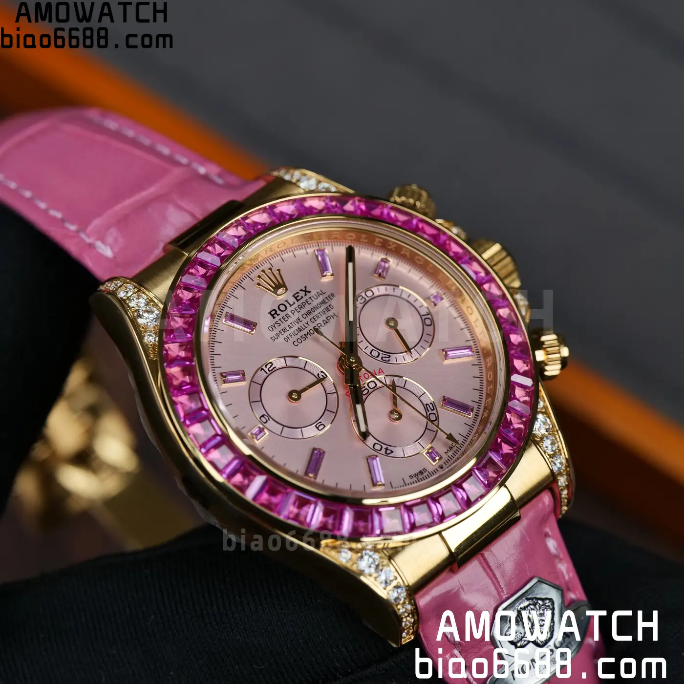 Rolex Daytona 126538TRO Gold Factory Best Edition Pink Dial on Pink Leather Strap 4130 V3 89 232f71e09f20d70 阿默表行AmoWatch