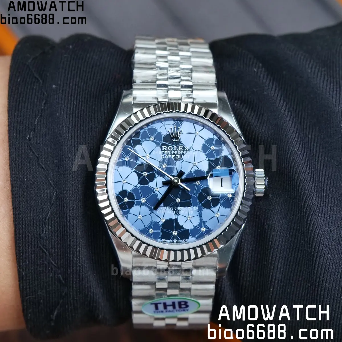 Rolex DateJust 31 278274 THBF 1:1 Best Edition 904L Steel Fluted Blue Floral Dial on SS Jubilee Bracelet HZ Cal.2236 83 240522dcfbdee0a AMO Watch